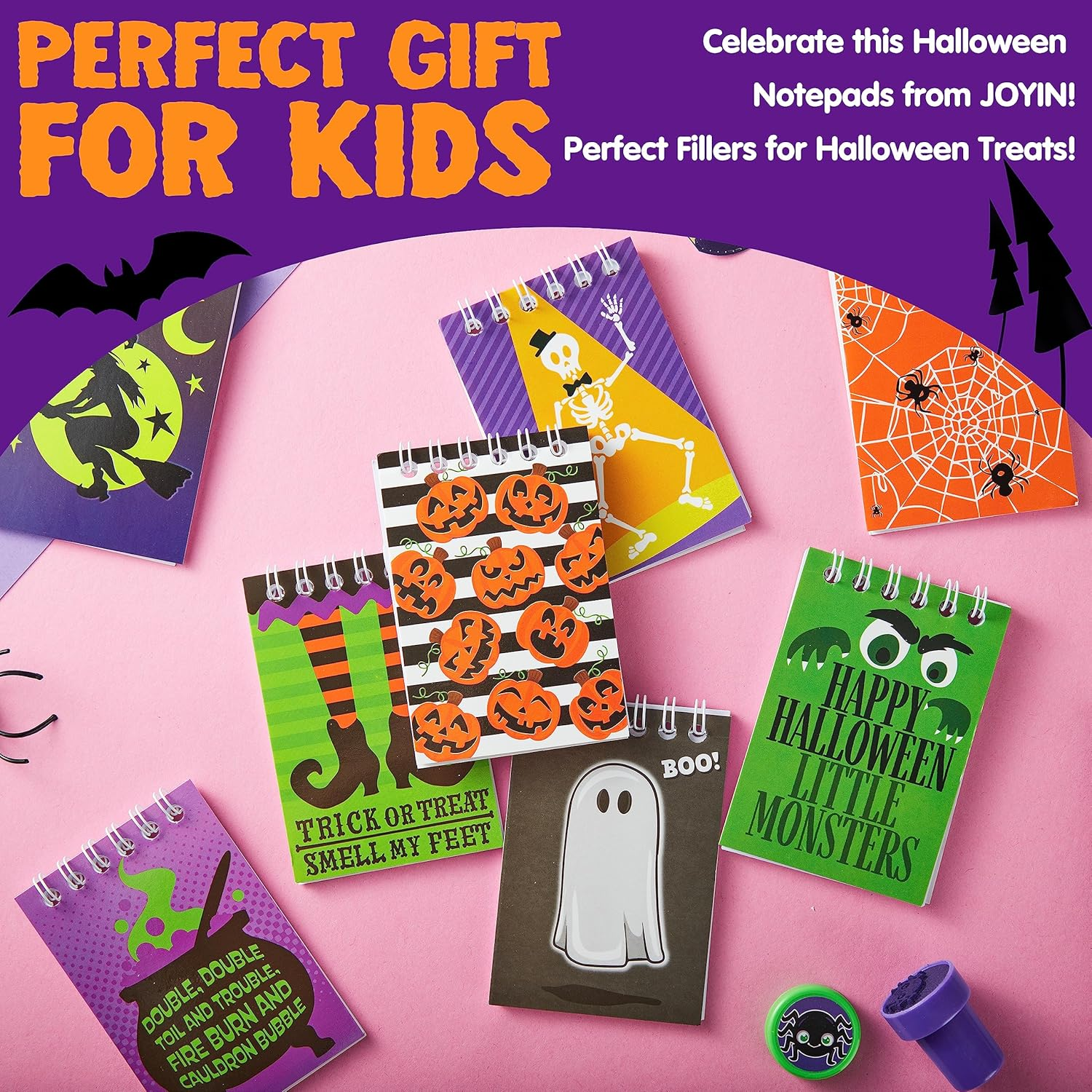 JOYIN 48 PCS Halloween Spooky Notepad Set in 8 Designs, Halloween Note Pads for Kids Trick or Treating, Stationery Prizes and Treats, Goodies Bags Fillers, School Classroom Party Favors Supplies Gifts image number 2