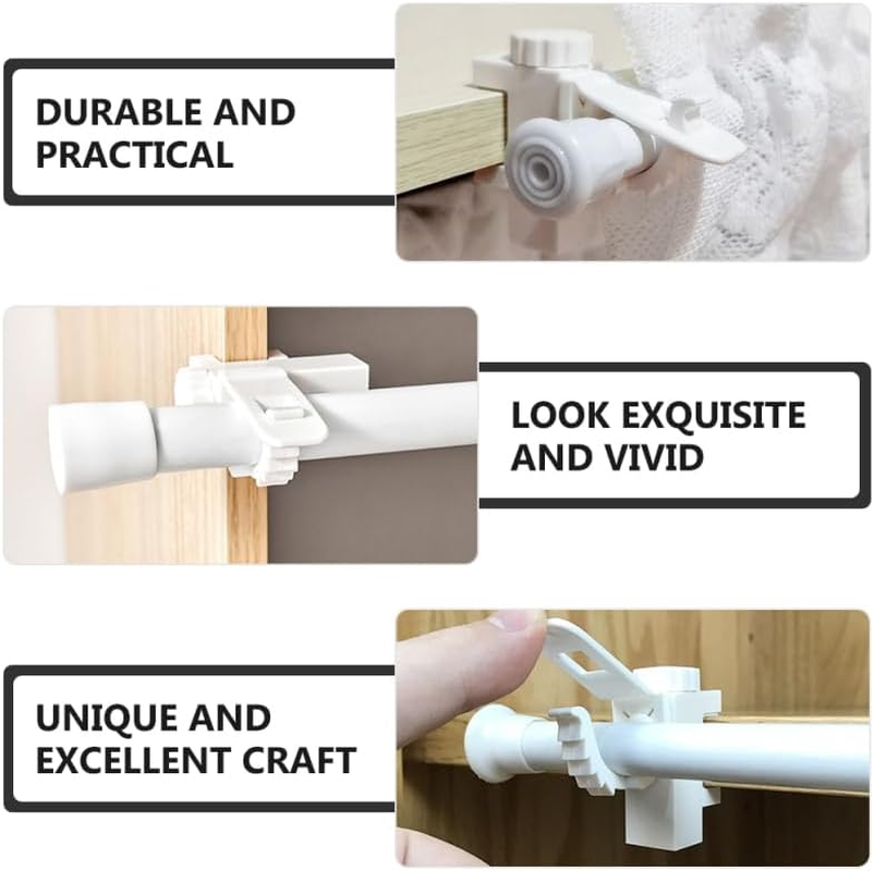 ABOOFAN No Drill Adjustable Curtain Rod Brackets Nail-Free Adhesive Rod Holders for Window Curtains and Towel Rods Easy Installation Rust Resistant Plastic image number 2