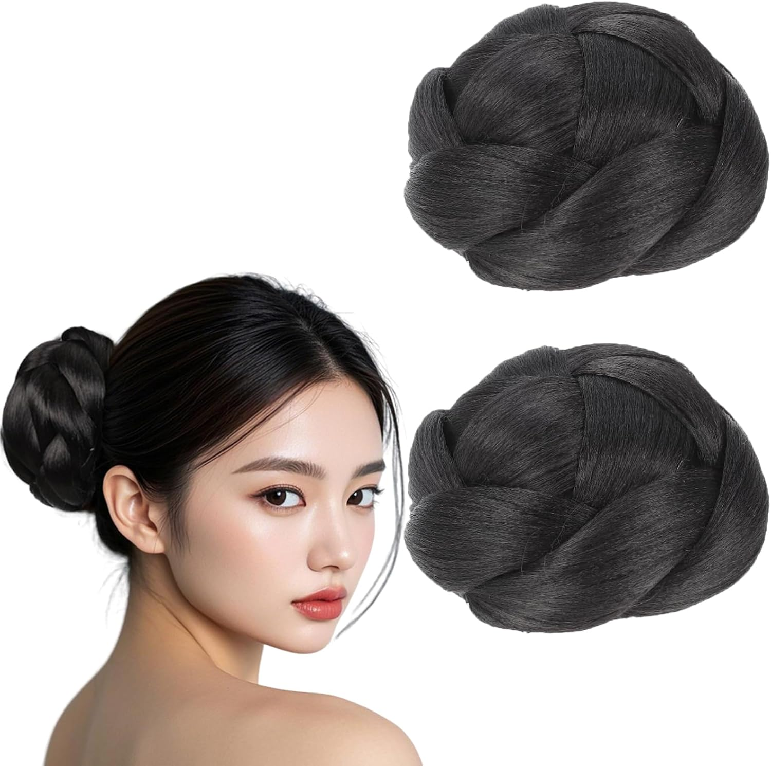 Healeved 3Pcs Fake Braid Bun Braided Hair Hair Extensions for Women Adding Fullness Style to Everyday Special Occasion Hairstyles
