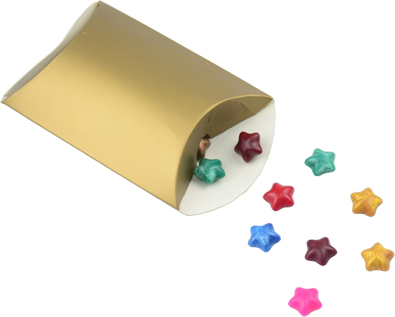 Aokbean 100 Pack Mini Pillow Candy Box Small Gift Boxes with 50 Yards Ribbon for Christmas Wedding Party Favor Gift, Jewelry or Soap Packaging (Gold) - Gold image number 3