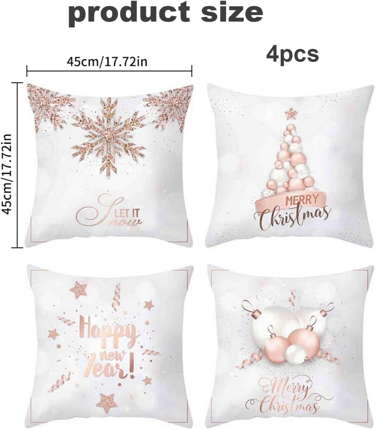 Christmas Pillow Covers 18 X 18 Inch 4PCS Decorative Christmas Cushion Cover Snowflake Xmas Tree Pillow Case for Sofa Couch Car Winter Christmas Homer Decor NO Inserts Xmas Decor image number 5
