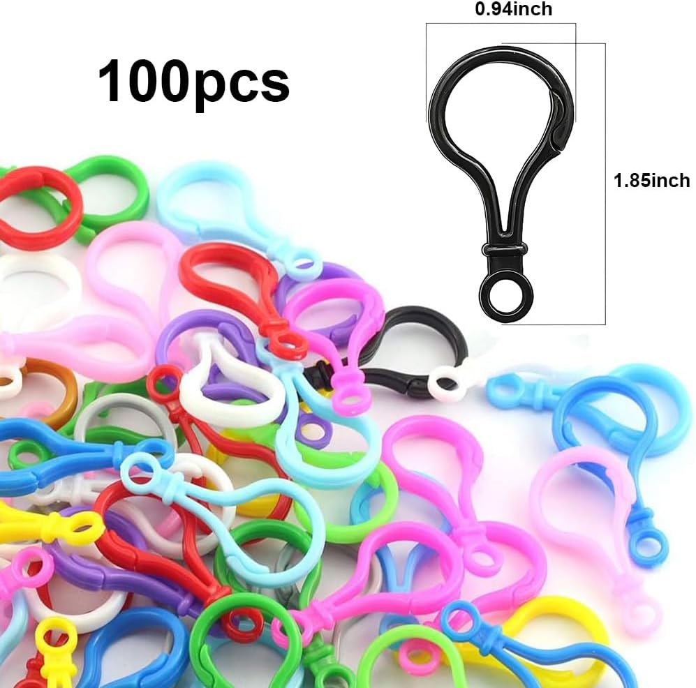 Lobster Clasps 100Pcs, Multicolour Plastic Lobster Claw Clasps for Keychain Supplies, Backpack Clips, DIY Handmade and Crafts