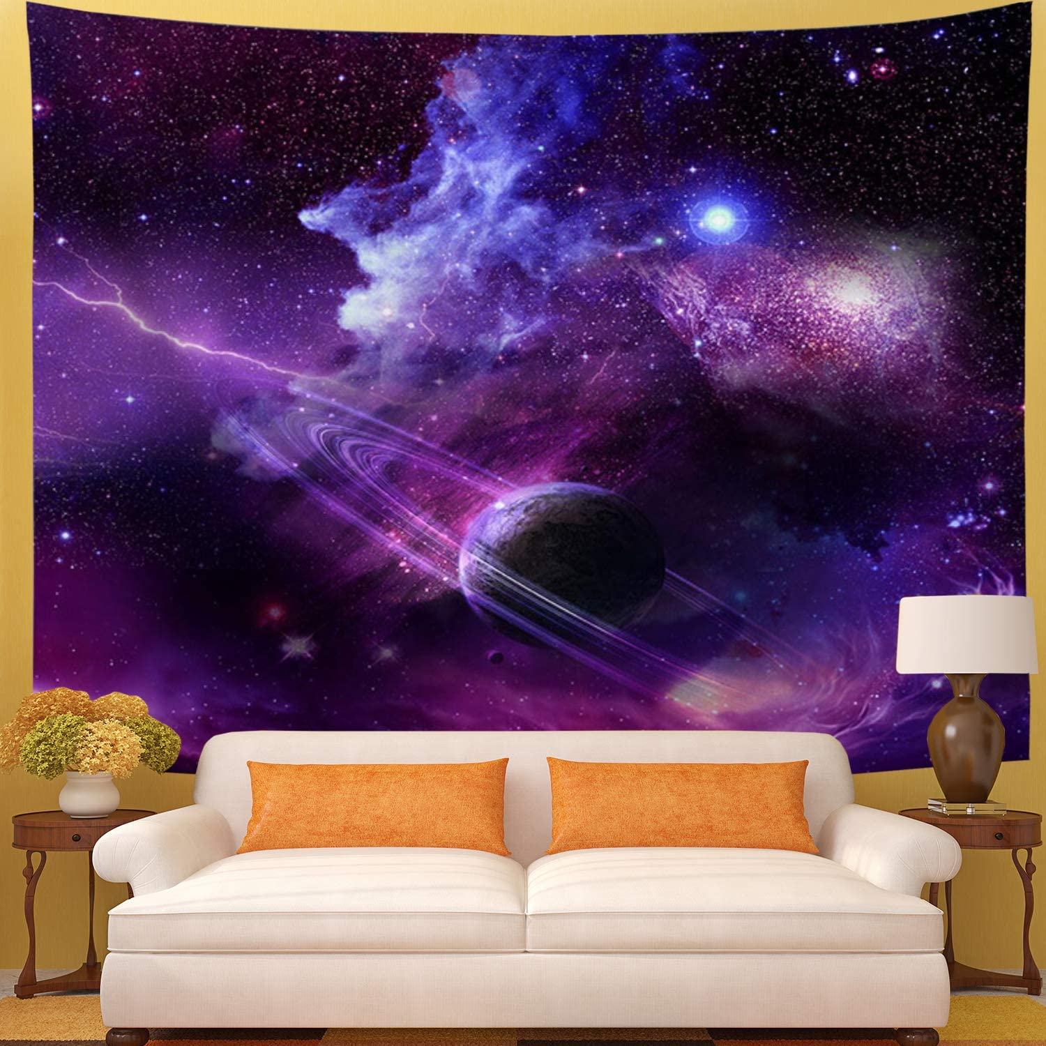 Galaxy Tapestry Starry Sky Psychedelic Space Landscape Art Print Wall Hanging for Home Decor (H51.2W59.1 Inches) image number 6