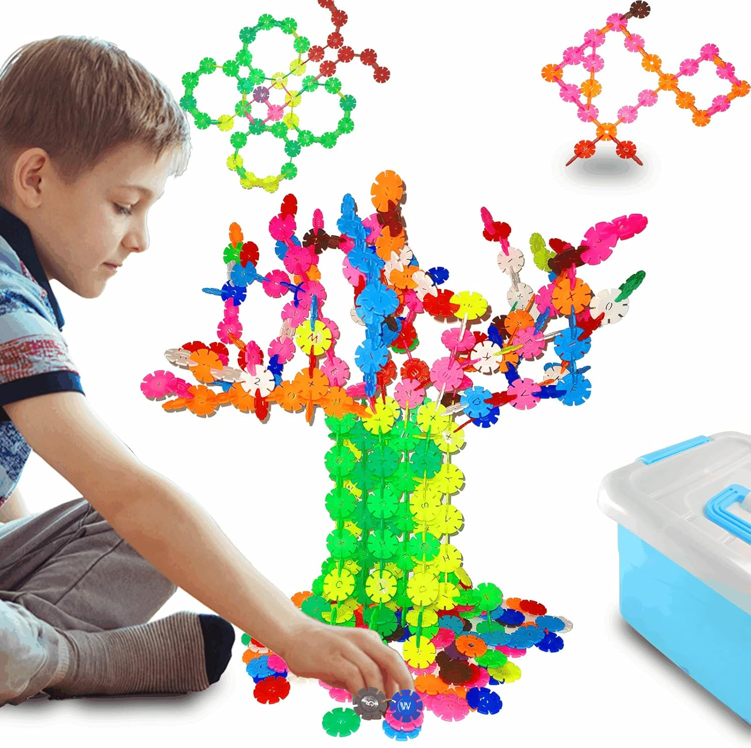 Building Blocks 400 Piece Interlocking Plastic Disc Set - Creative and Educational Toys Building Flakes Montessori Toys - a Great Stem Toy for Both Boys and Girls(Over 3 Year Old) image number 2
