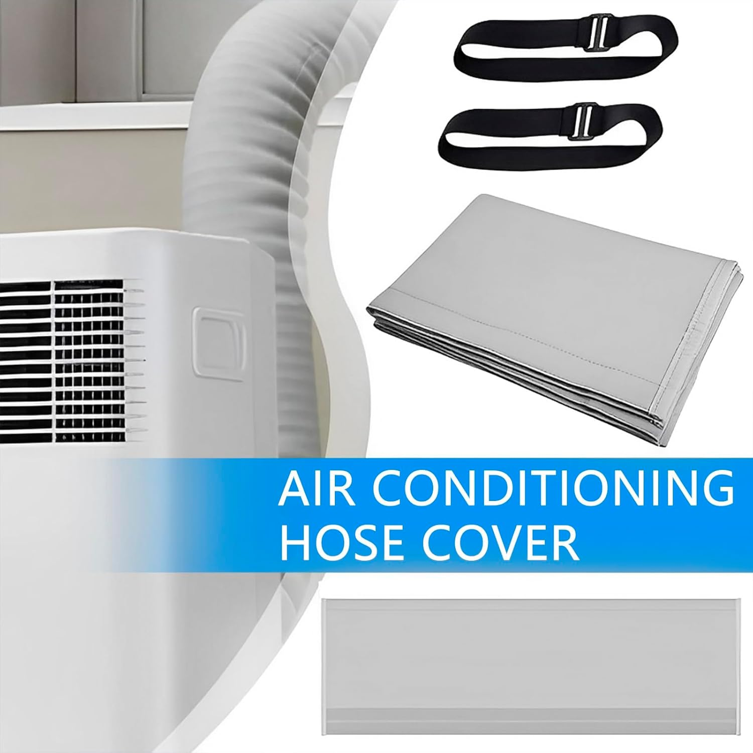 Air Conditioner Hose Protection Cover, Insulated Air Conditioner Hose Cover Wrap, Portable AC Hose Cover Washable Air Conditioner Duct Hose Vent Insulation Sleeve for Most 5" to 5.9" Exhaust image number 5