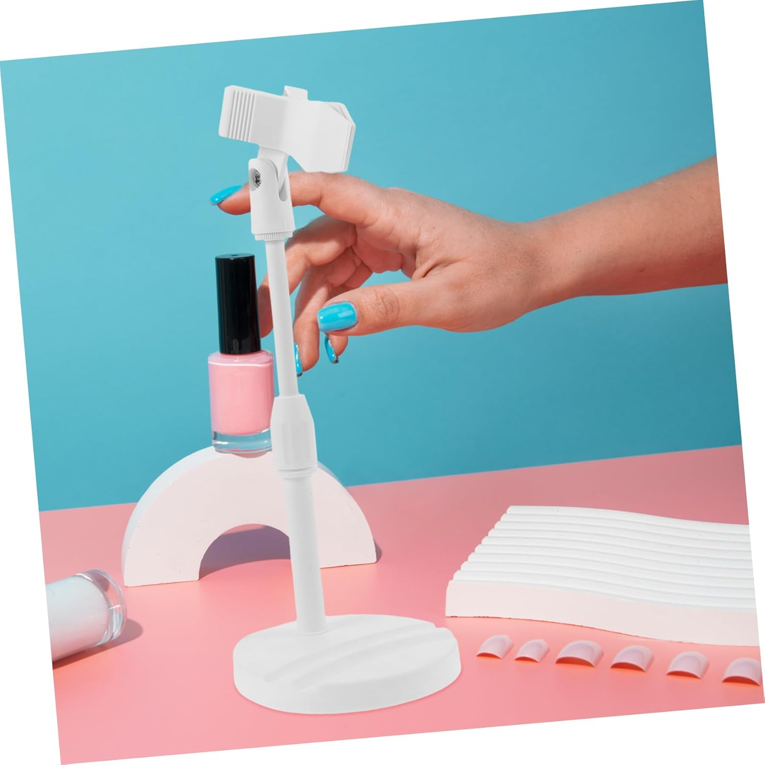 Minkissy Portable Nail Lamp Stand for Gel Nails Polish Rotation Holder Handsfree Mini UV Light Base for Home Salon Manicure image number 1