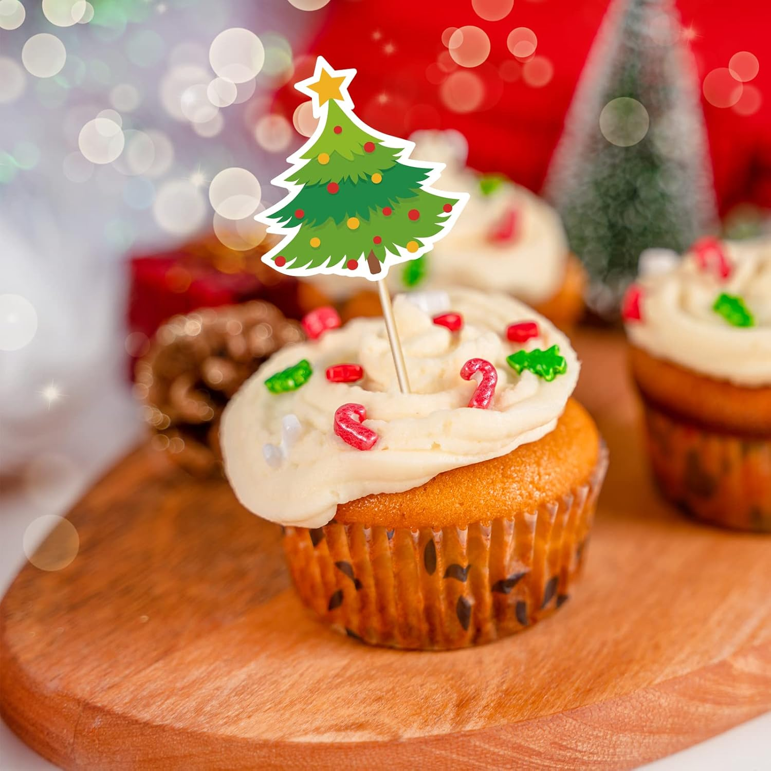 R1Chy 144PCS Christmas Cupcake Toppers Toothpicks &ndash; Xmas Holiday Cocktail Appetizer Cake Decorations Party Supplies Picks image number 4