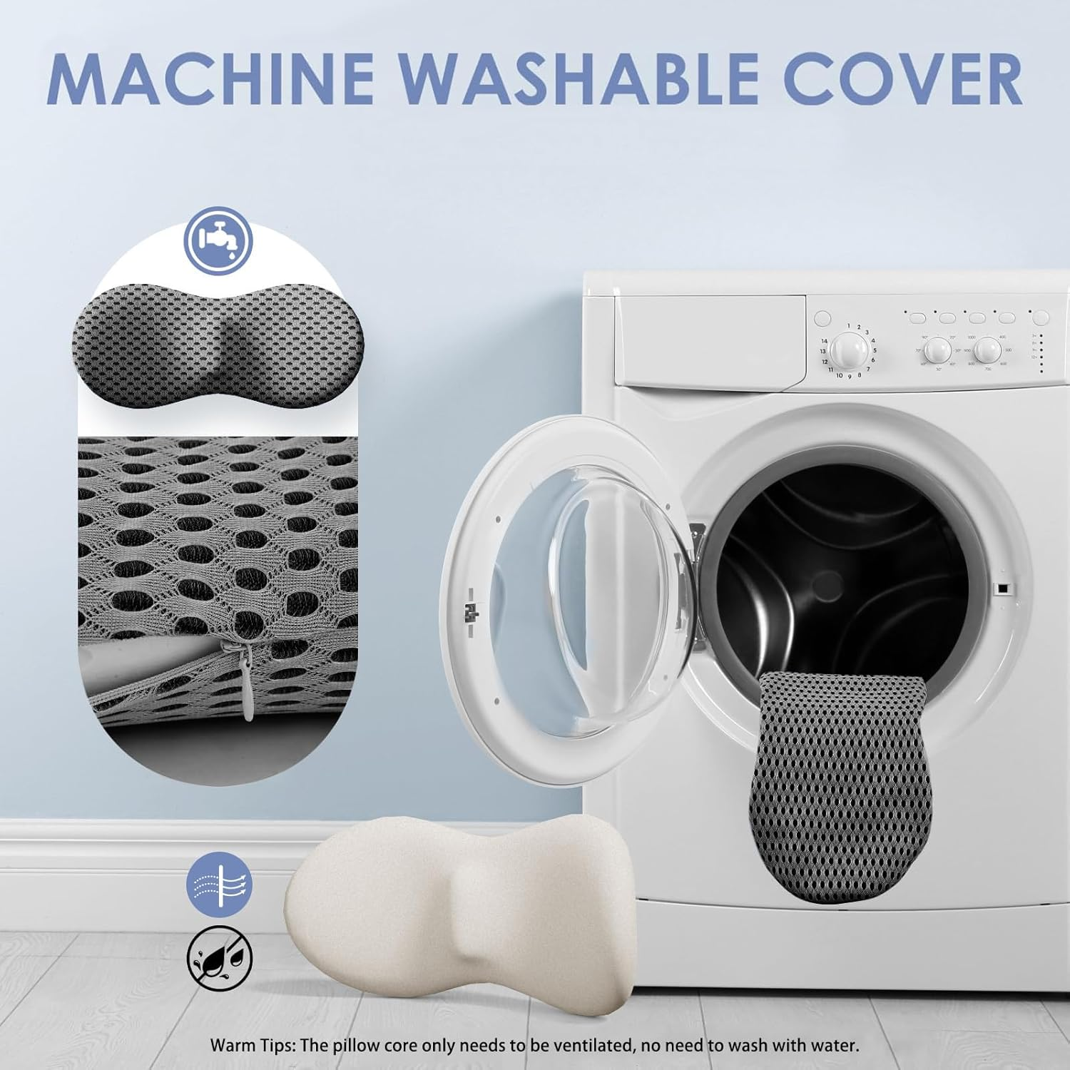 Lumbar Support Pillow Memory Foam Back Support Pillows for Car Seat Office Chair Gaming Chair Back Support Cushion with Skin-Friendly Cover & Adjustable Straps Travel Lumbar Support Pillow image number 6