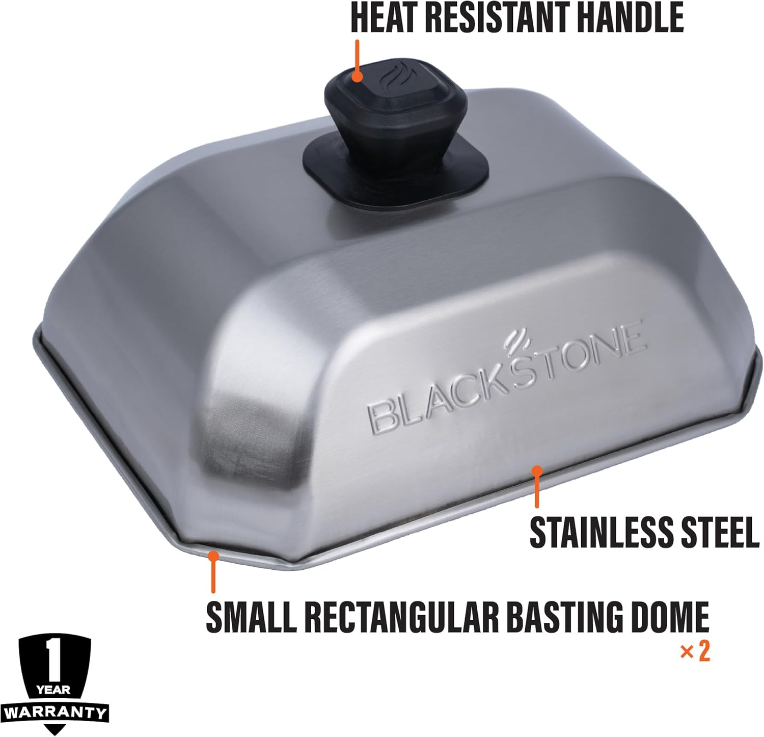 Blackstone 5207 Rectangle Basting Cover Small 2-Pack Griddle Accessories, Stainless Steel, Cheese Melting Dome and Steaming Cover, Best for Use on Flat Top Griddle Grill Cooking Indoor or Outdoor image number 1