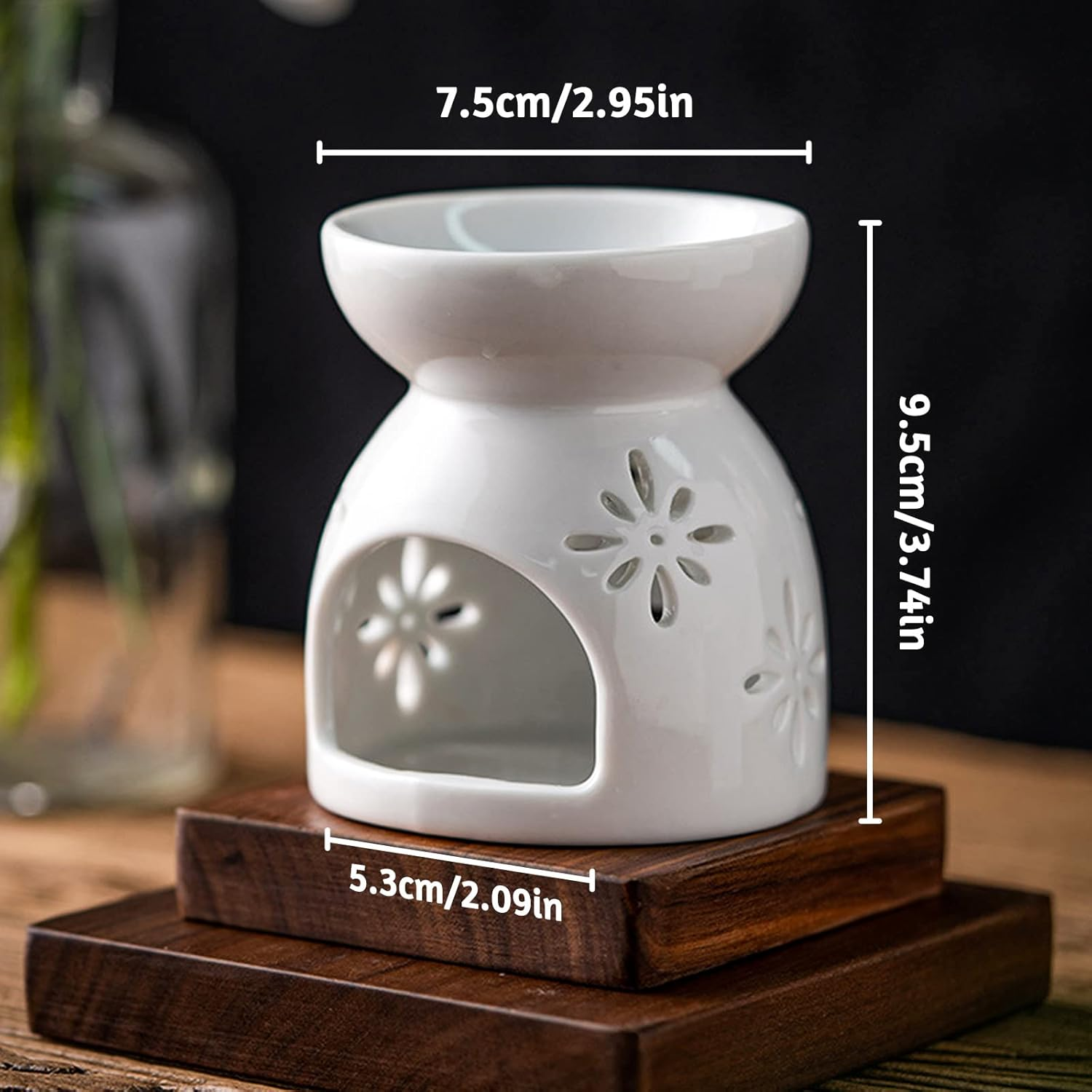 Ceramic Fragrance Lamp Censer Aroma Diffuser Tea Light Holder Oil Burner Aroma Lamp Candle Holder Aroma Lamp Tea Light Oil Aroma Burner Used for Sleep Aid Relaxation Meditation image number 6