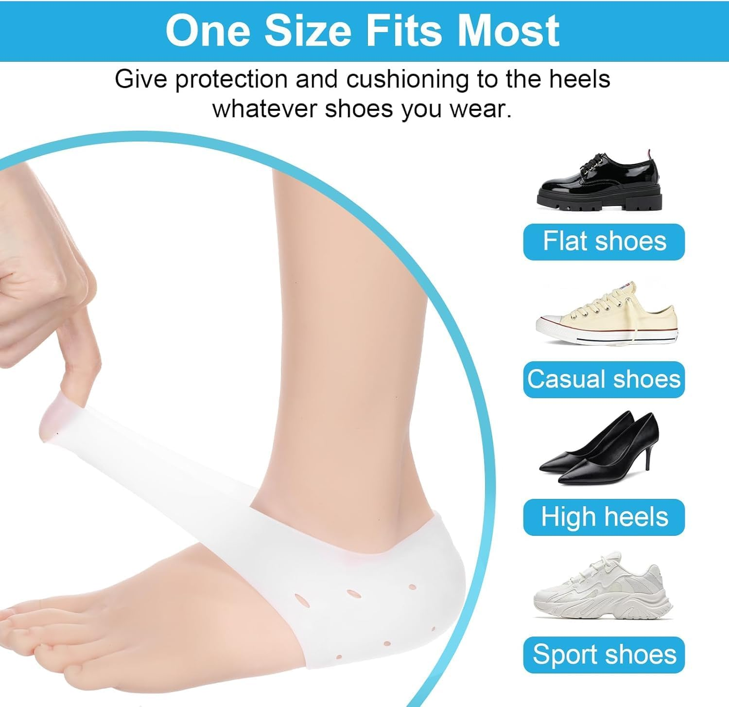 Silicone Gel Heel Socks Silicone Gel Guard,4Pairs Silicone Heel Protector Heel Cups,Silicone Gel Heel Protectors Heel Cups,Silicone Heel Protectors Heel Cups image number 6