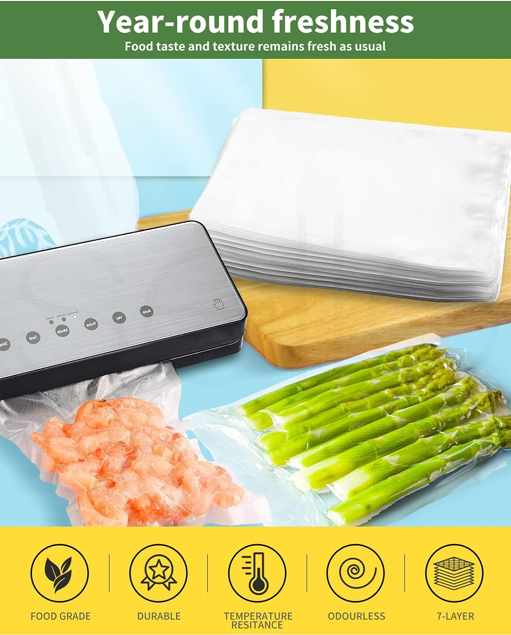 500X Commercial Grade Vacuum Sealer Food Sealing Storage Bags Saver 30X40Cm 30X40Cm - 500Pcs image number 1