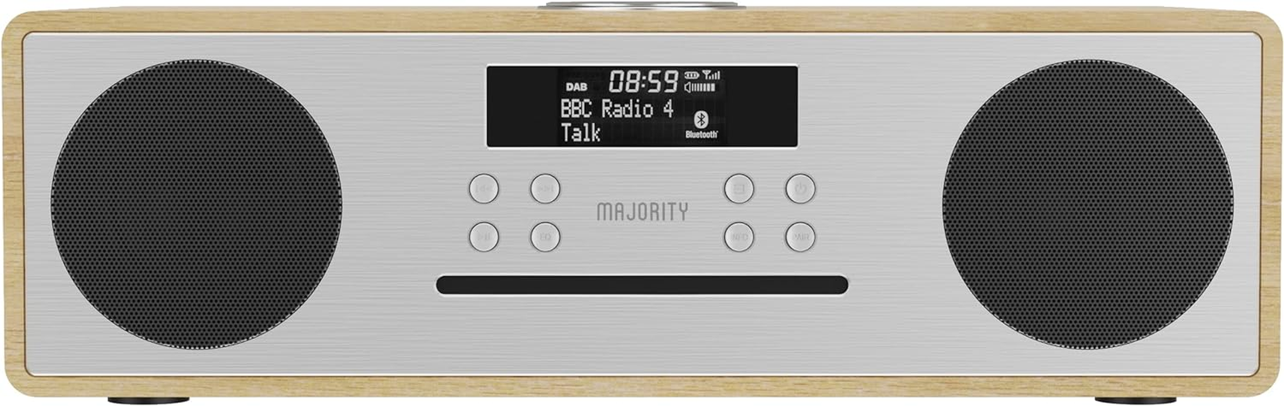 Majority Oakington Bluetooth DAB Radio and CD Player and Music System, Walnut, Oak