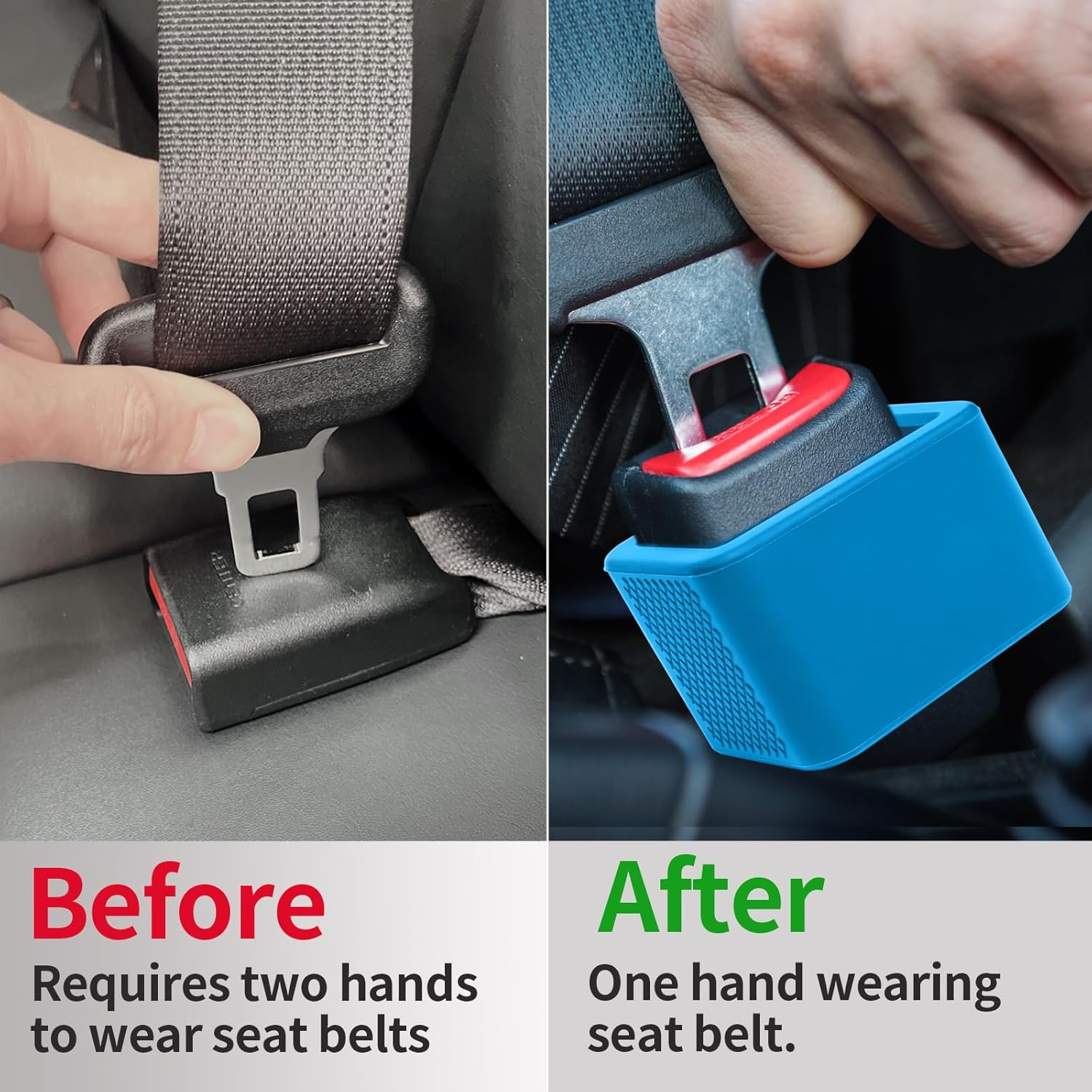 2 Pack Silicone Seat Belt Buckle Holder, Seat Belt Buckle Booster for Kids, Durable Silicone Material, Easy Access to the Buckles of Rear Seats, Car Accessories, Suitable for Most Car Models (Blue) image number 2