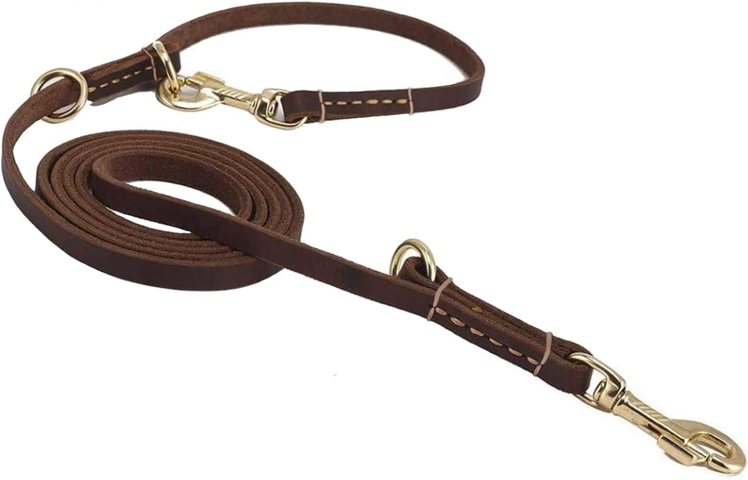 Durable Multi Function 8Ft Dog Leash, Genuine Leather Training Leash for Small, Medium and Large Dogs