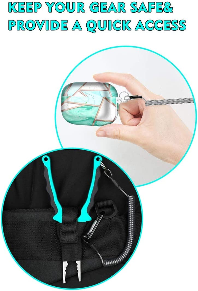 Hekodonk Flexible Anti-Lost Spring Coil Leash Cord Safety Ropes Retractable Lines Elastic Wrist Band with Stainless Steel Snap Hook Keychain Ring Carabiner,Silver - Silvery 2Pcs image number 6