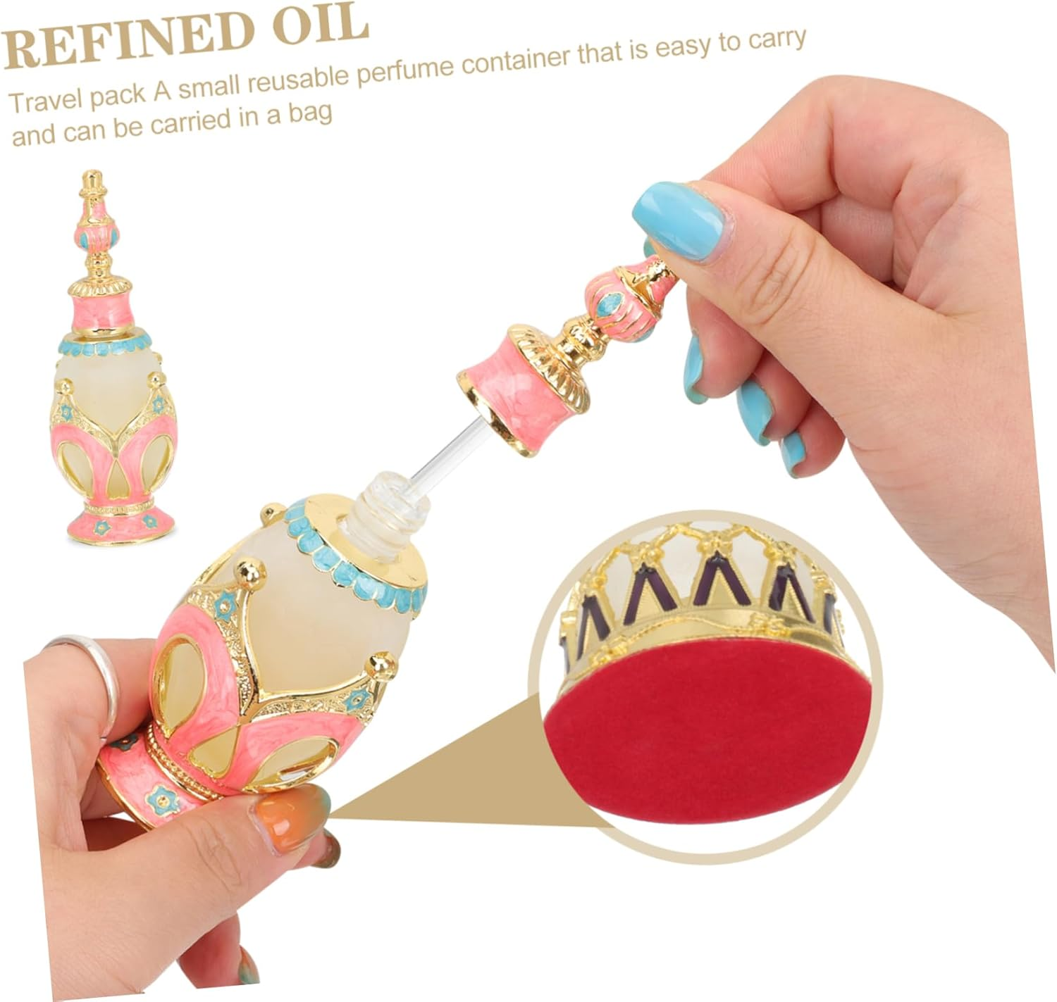 Cabilock Essence Bottle Perfume Essential Oil Empty Aroma Bottle Alloy Material for Travel and Diffuser Use image number 1