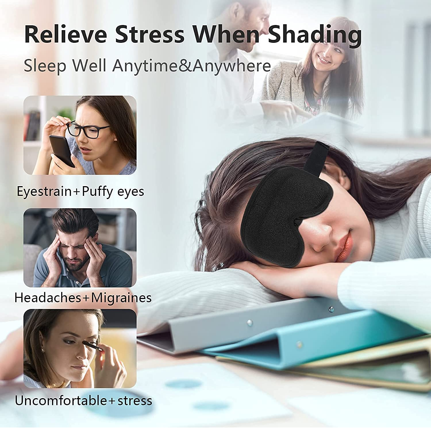 Sleep Mask, NEESTARTLY 3D Concave Design, Non Pressure, Ultra-Soft, Adjustable Eye Mask for Women Men, Eye Shades for Travel/Naps/Yoga/Insomnia image number 2