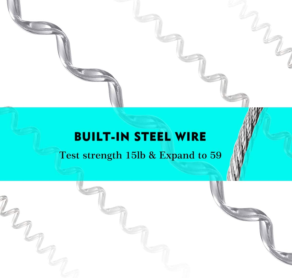 Hekodonk Flexible Anti-Lost Spring Coil Leash Cord Safety Ropes Retractable Lines Elastic Wrist Band with Stainless Steel Snap Hook Keychain Ring Carabiner,Silver - Silvery 2Pcs image number 7