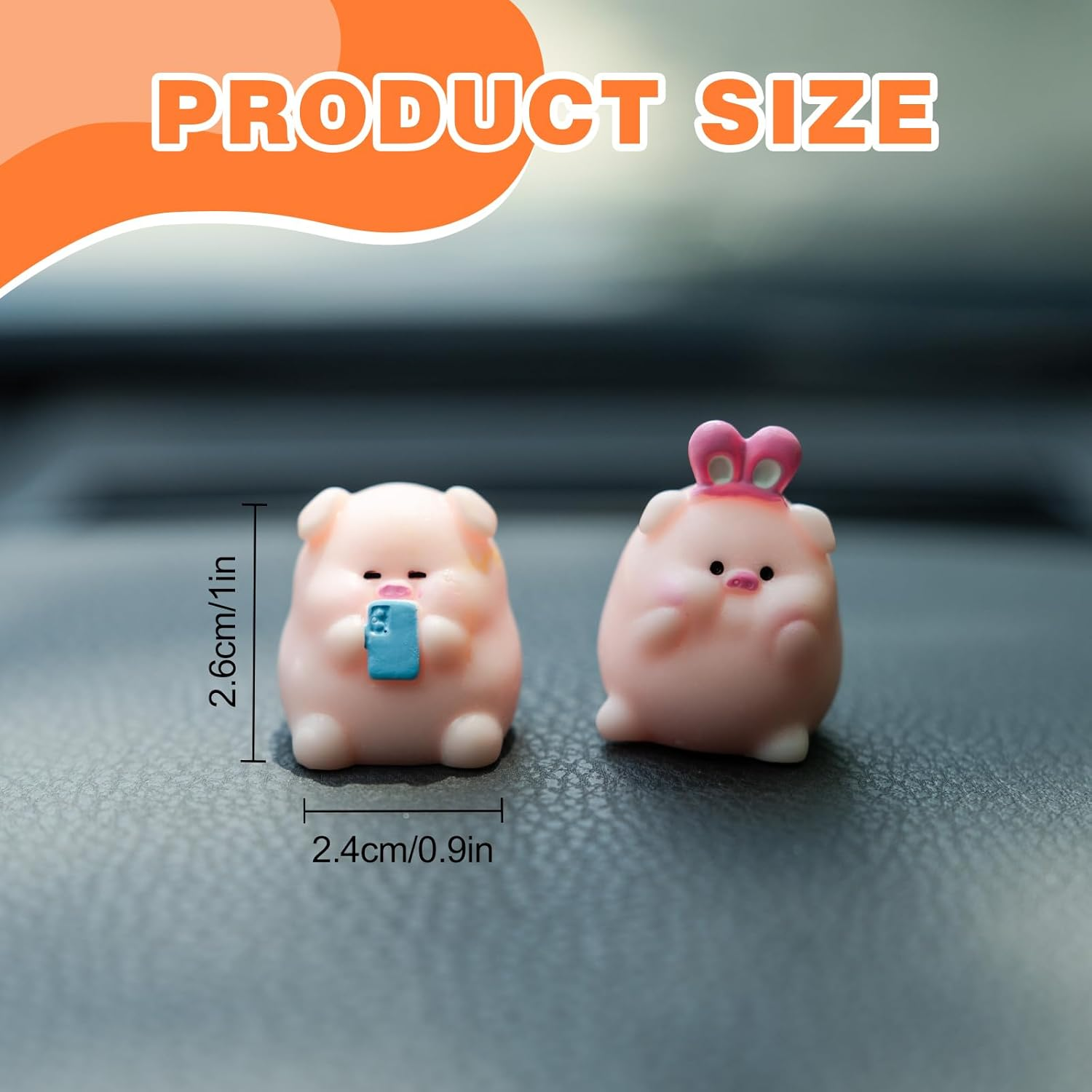 Cute Pig Car Dashboard Decor, 6PCS Cute Pink Pig Car Dash Decorations Car Door Rear View Mirror Ornament Interior Accessories for Home Office image number 4