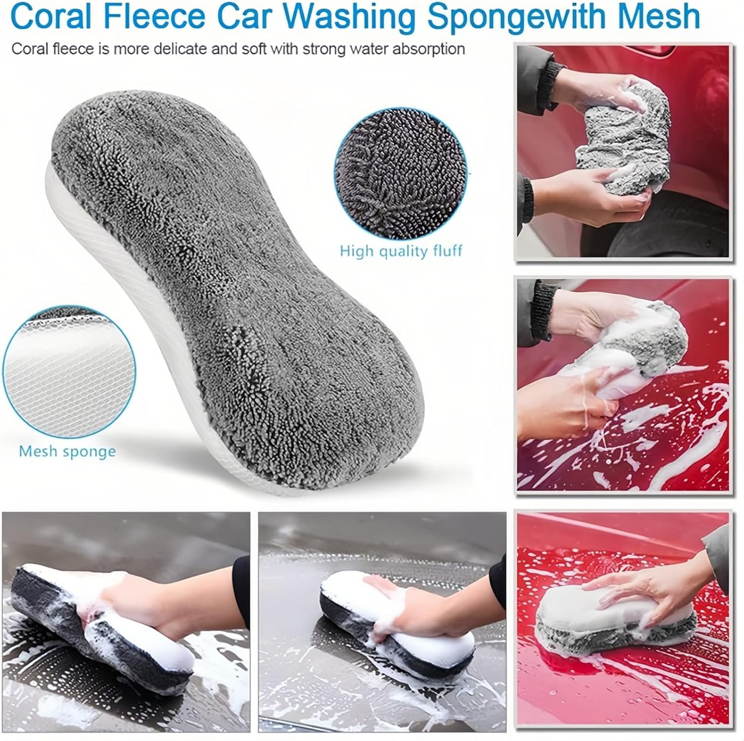 Car Detailing Towel Set, 9Pcs Car Wash Cleaning Tools Kit, Super Absorbent Auto Detailing Towel with Soft Microfiber Cloth, for Cleaning Wheels, Interior, Exterior, Leather, Air Vents