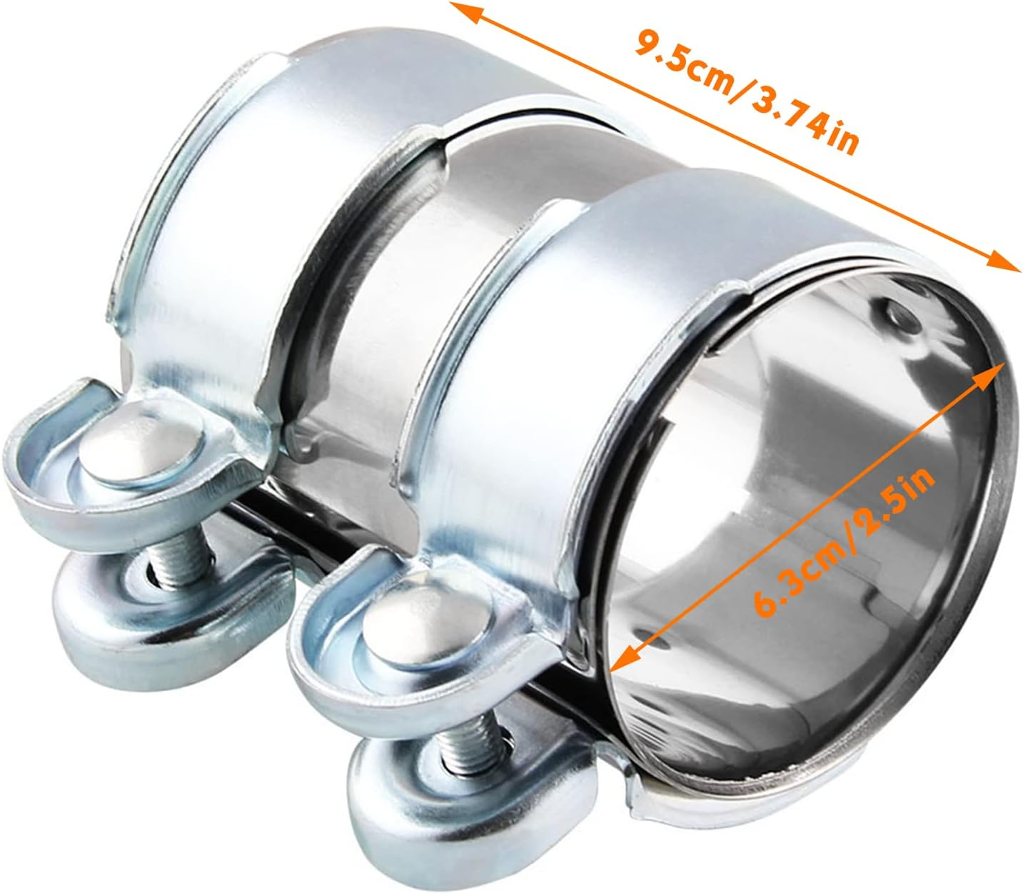 Exhaust Clamp Worthplanet Car Exhaust Pipe Clip Tail Throat Hoop Exhaust Pipe Clamp Universal Stainless Steel Turbo Exhaust Band Clamp Muffler Pipe Connector for Car Exhaust Systems W120059 (2.5In) image number 5
