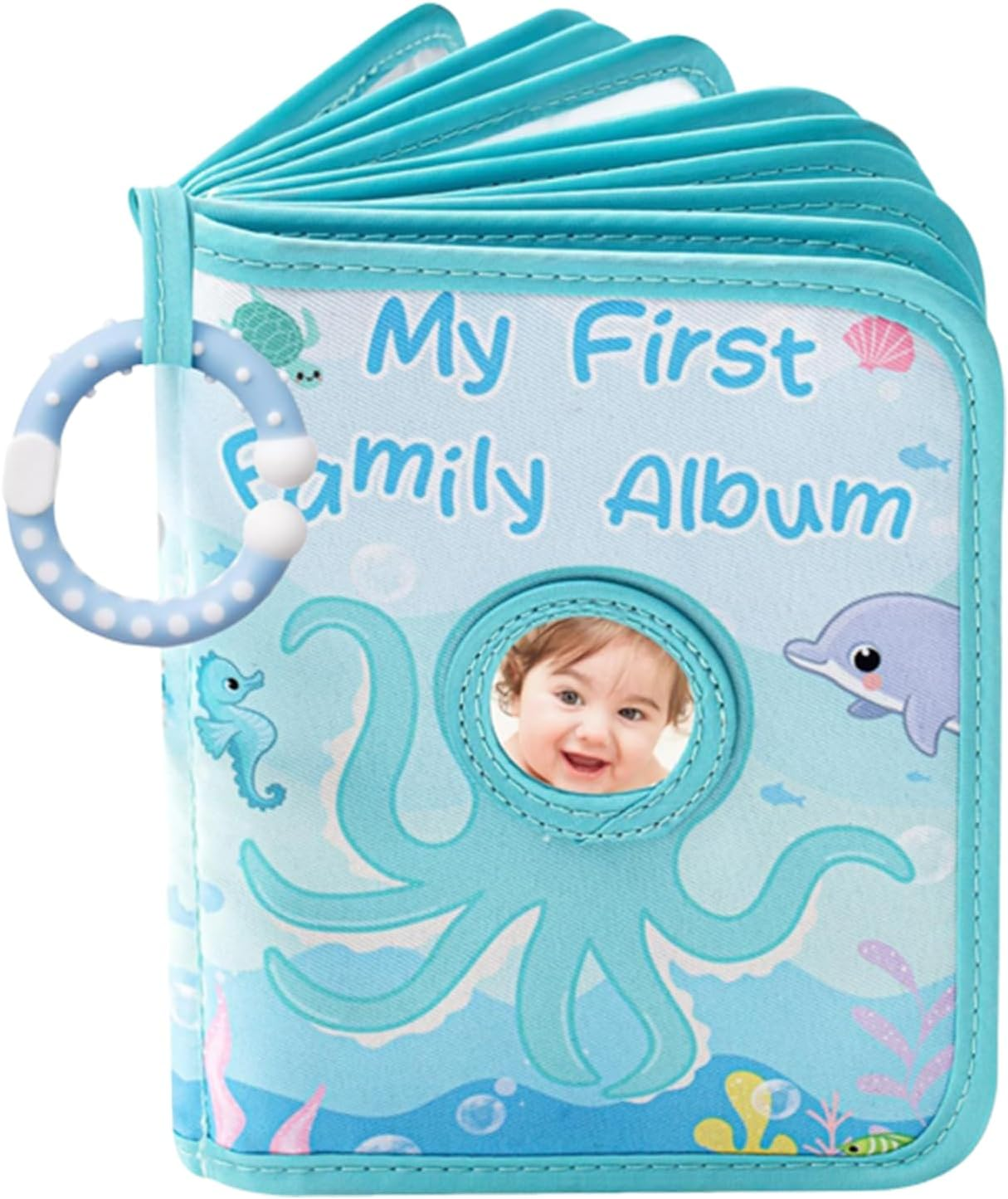 Baby Photo Book - First Fabric Family Photo Book | Baby Photo Book | Baby Picture Book | Octopus Theme Contains 4X6 Inch Photos Soft Fabric Album image number 3