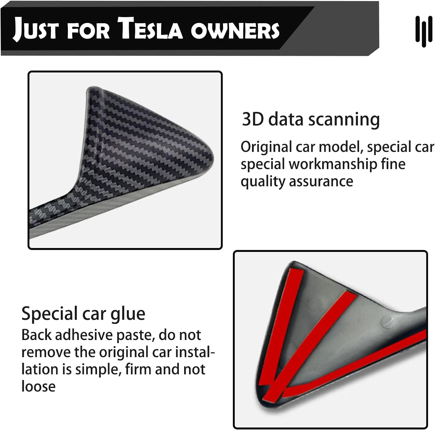 2 PCS Car Side Camera Protective Cover, Turn Signal Side Camera Indicator Light Decorative Sticker, Compatible with Tesla Model3/Y Protector Accessories (Carbon Fiber Black #Matte) image number 1