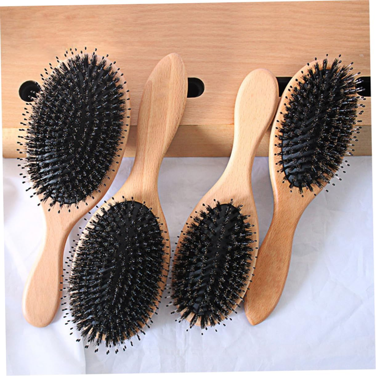 LIFKOME Solid Wood Comb Boar Bristle Hair Brush for Women Massage Brush Hair Comb image number 2