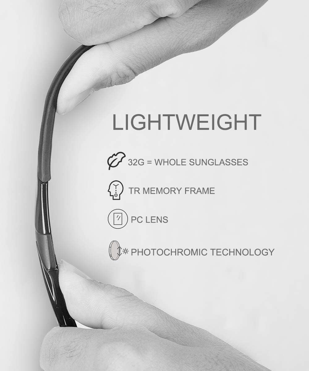 ROCKBROS Photochromic Sunglasses for Men Women Sports Cycling Glasses UV Protection Full Screen Windproof Bike Glasses for Running Fishing Black image number 5