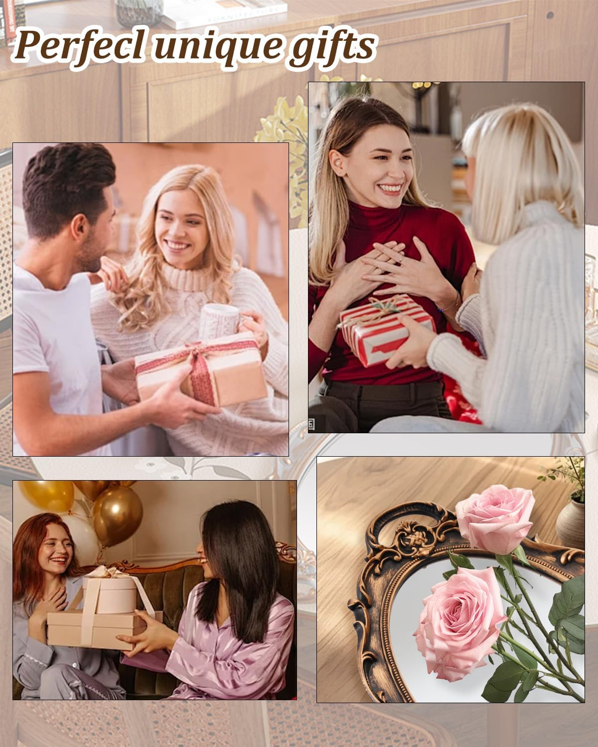 XPXKJ Vintage Gold Mirror Tray Vanity Tray for Dresser Perfume Storage Decorative Mirrored Glass Tray Coquette Room Decor, Bedroom, Bathroom Oval Antique Serving Makeup Organizer image number 1