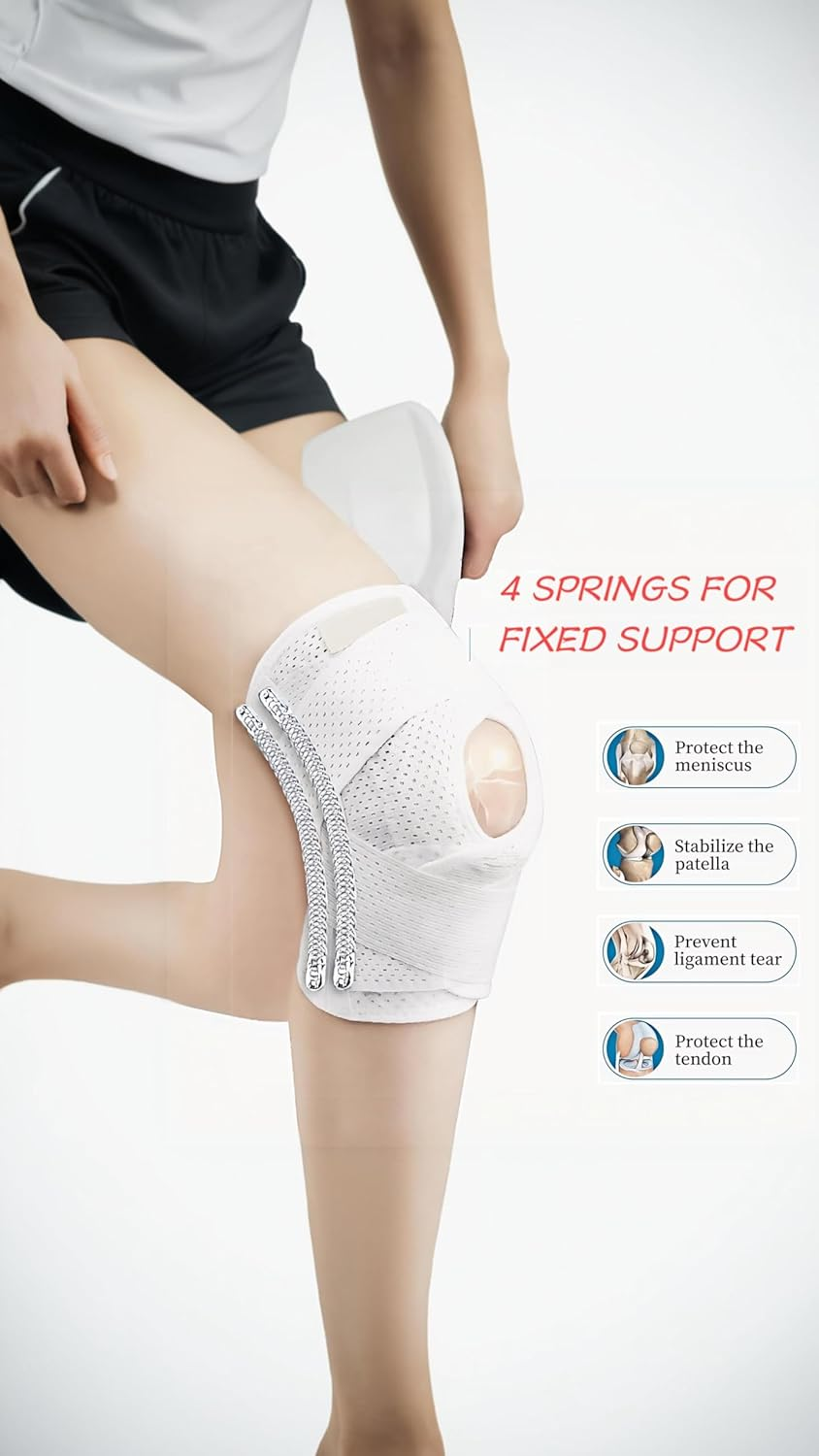 Honwor Adjustable Knee Brace for Meniscal Tear, ACL/MCL Injuries, Arthritis Recovery - Breathable & Stabilizing Design for Men & Women (White) image number 1