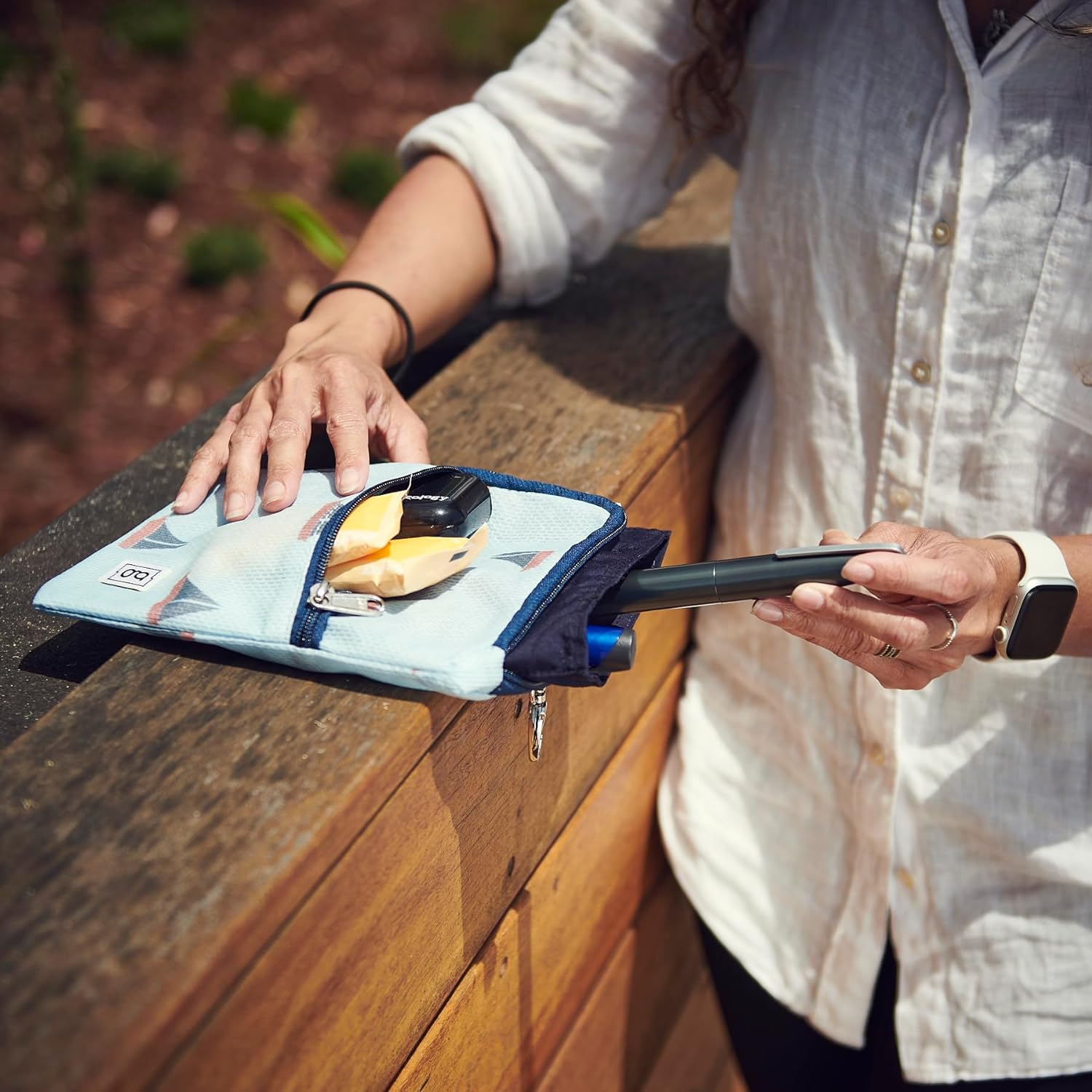 Glucology Insulin Cooler Wallet XL for 5 Pens &ndash; Keeps Medication Cool for 36+ Hours | Travel Essential with Front Pocket for Diabetes Supplies | No Ice or Batteries Needed | Zipper Wallet (Boats) - Black image number 2