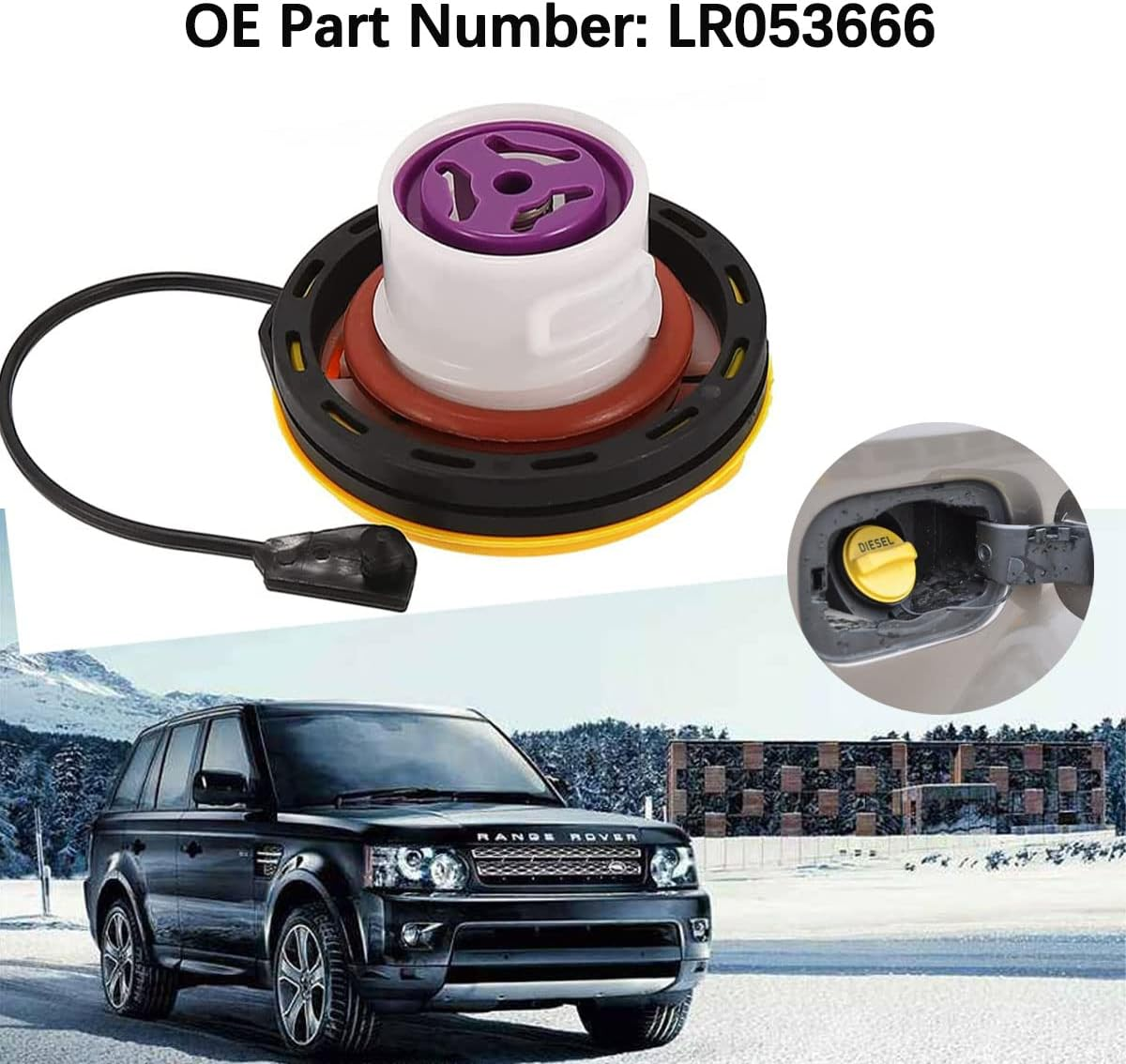 Fuel Tank Caps, Diesel Fuel Tank Filler Cap Replacement for Range Rover Discovery/Evoque/Sport, Petrol Fuel Tank Cap Covers LR053666 image number 5