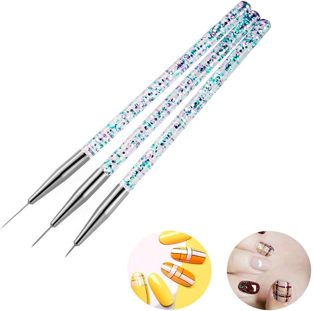 LWBTOSEE 5PCS Nail Ombre Brush Set for Gradient Colors, Rhinestones & Acrylic Drawing - Ideal for UV Gel Polish & Crystal Nail Art - Black And White image number 5