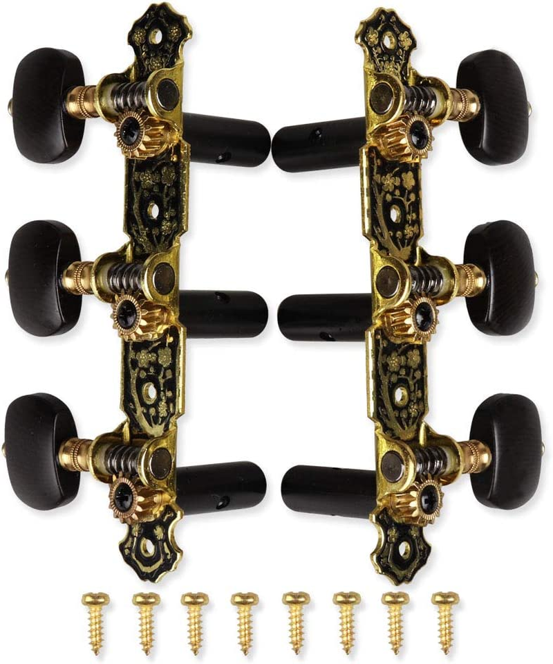 Mr.Power Classical Guitar Tuners Machine Heads 3+3 Set Tuning Keys Machine Pegs(Black Button) image number 3