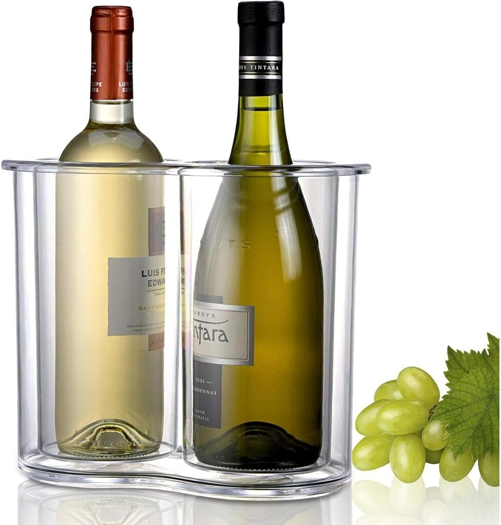 Prodyne Twin-Chill 2 Bottle Iceless Wine Cooler, Clear image number 2