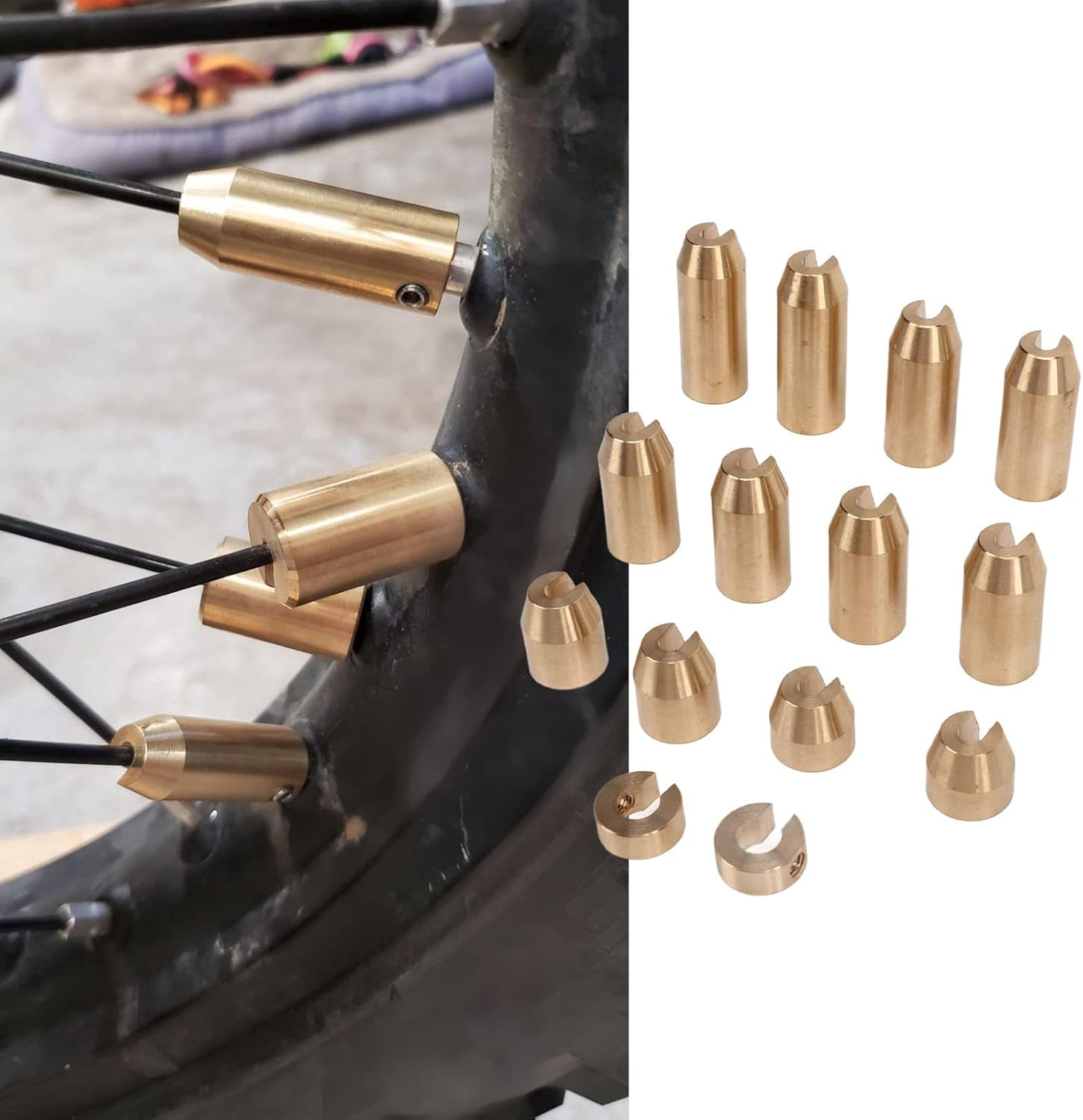 Jiawu Motorcycle Brass Wheel Spoke Weights Refill Kits, Reusable Brass Wheel Spoke Balance Weights, Super Moto Vintage Metric Cruisers Dual Sport or Any Other Spoked Wheels (14Pcs) image number 3