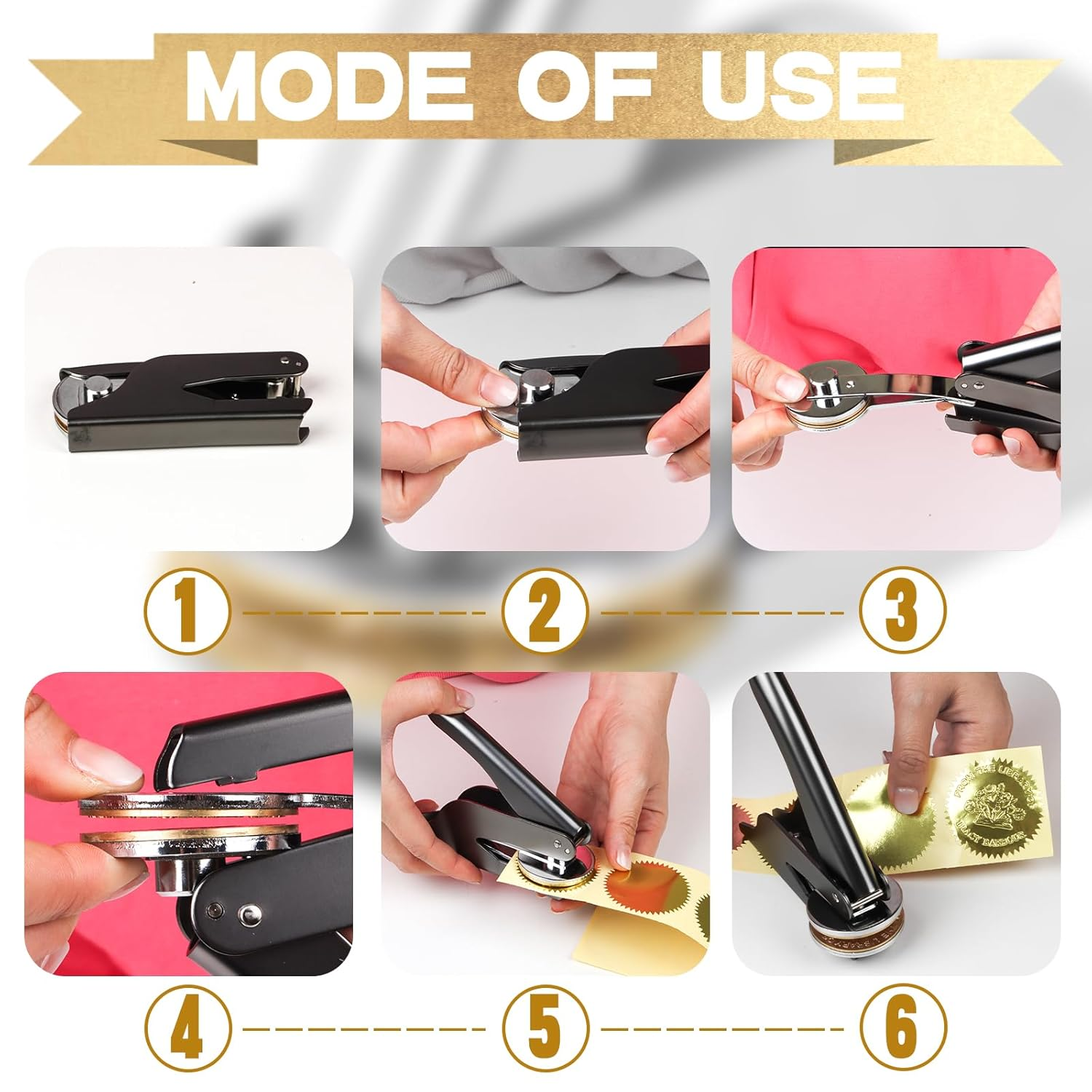 Book Embosser Personalised, Book Embosser for 40MM Diameter Stamp with 10 Stickers | for Books Lover Gift, Wedding, Envelopes,Stamps(Sliver) ﻿ - Sword Of Fable (Silver) image number 5