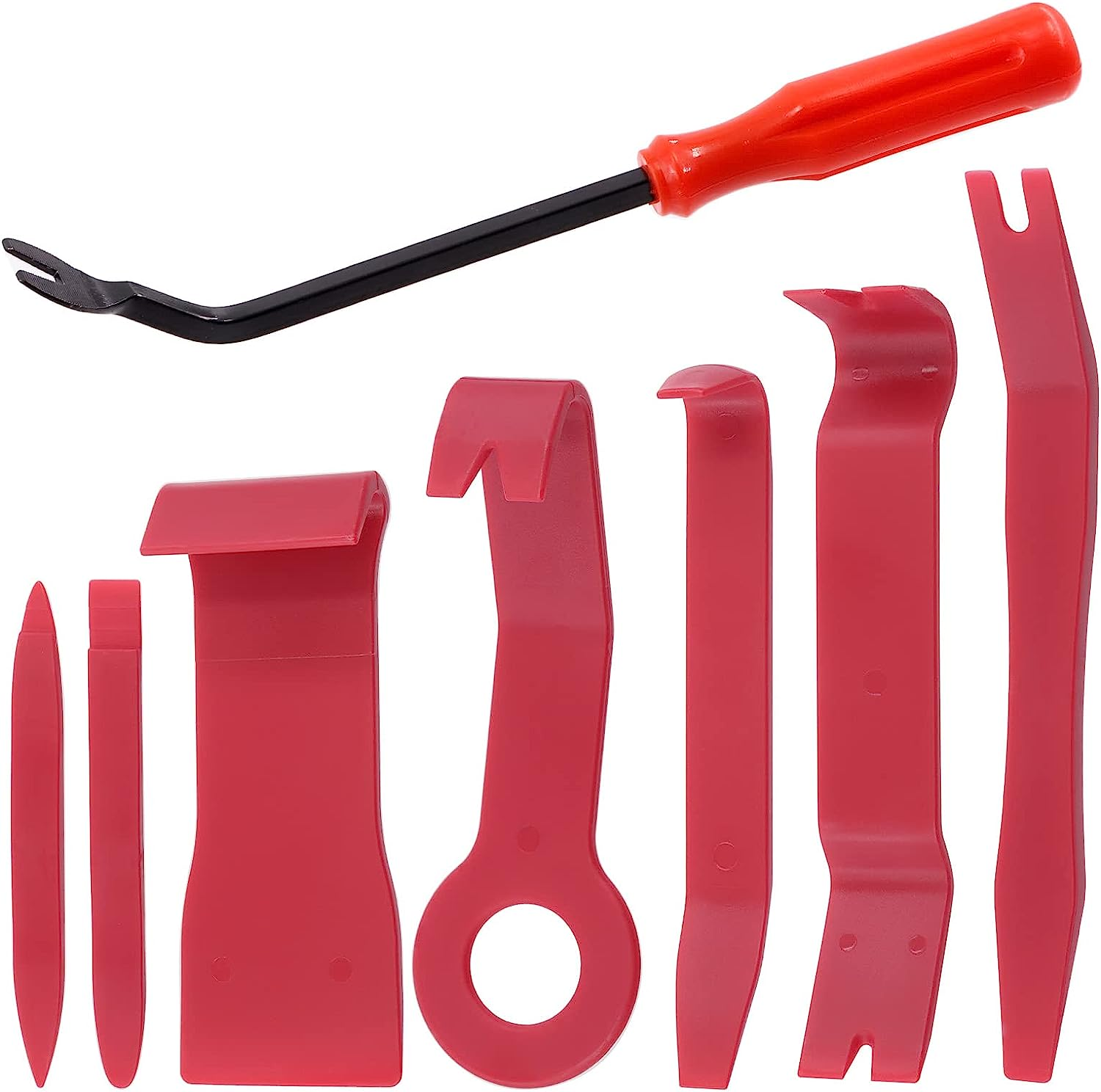 Swpeet 8Pcs 8 Auto Trim Removal Tool Kit with Fastener Remover Assortment Kit, No-Scratch Pry Tool Kit Interior Door Panel Clip Fastener Removal for Car Vehicle Dash Audio Installer