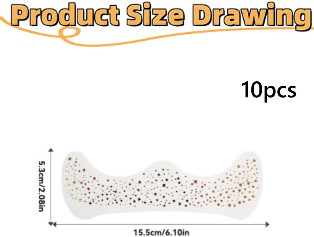 10Pcs Glitter Freckles Face Tattoo, Glitter Freckles for Face, Gold Sparkle, Makeup Patches. image number 4