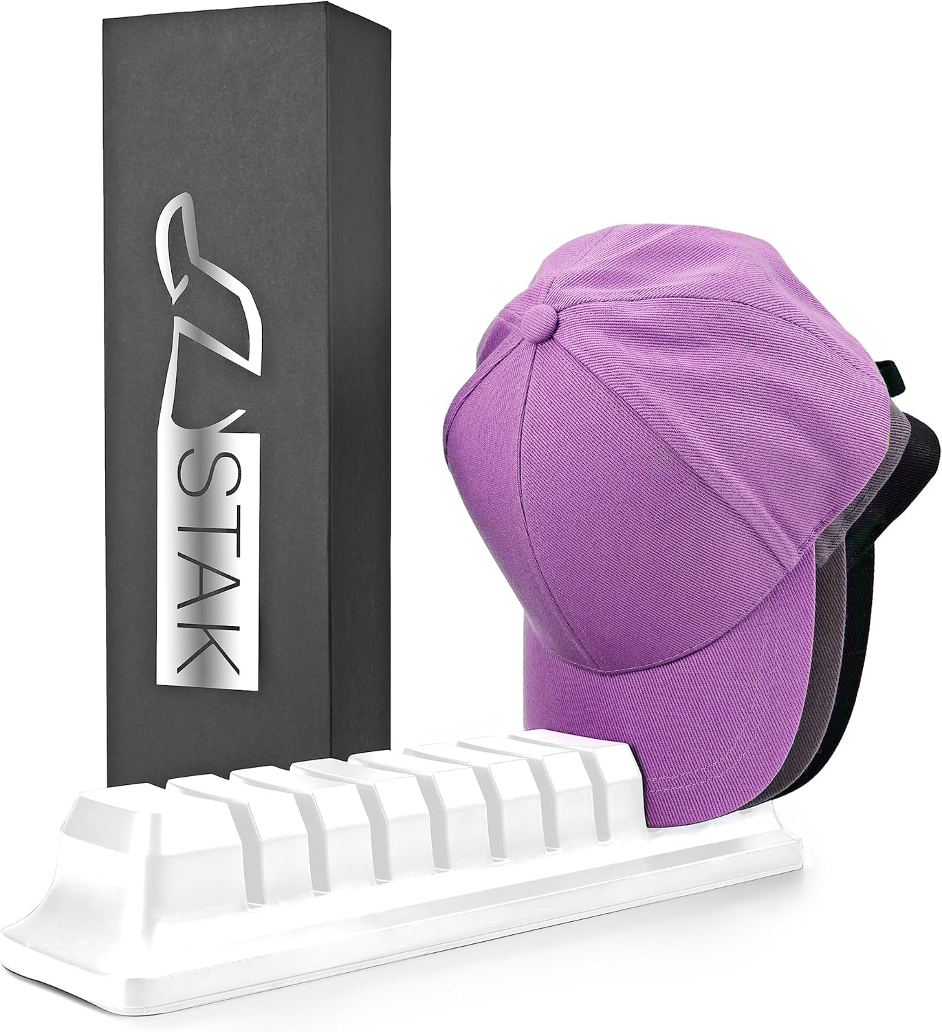 Hat Organizer for Baseball Caps - Hat Holder for 10 Baseball Caps - No Install Required Cap Rack Closet Organizer System Hat Racks for Baseball Caps (Black)