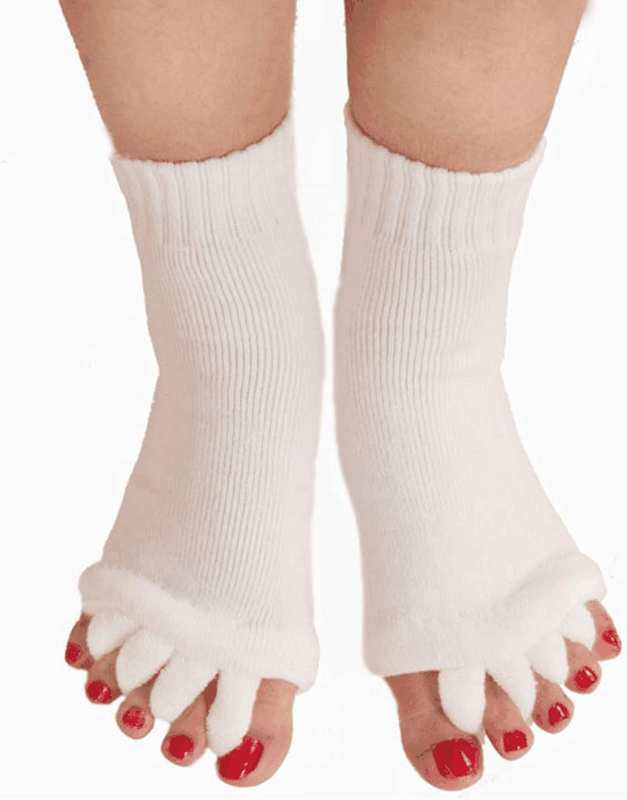 3 Pairs Yoga Sport Gym Five Toe Separator Socks Foot Alignment Pain Massage Toeless Socks image number 6