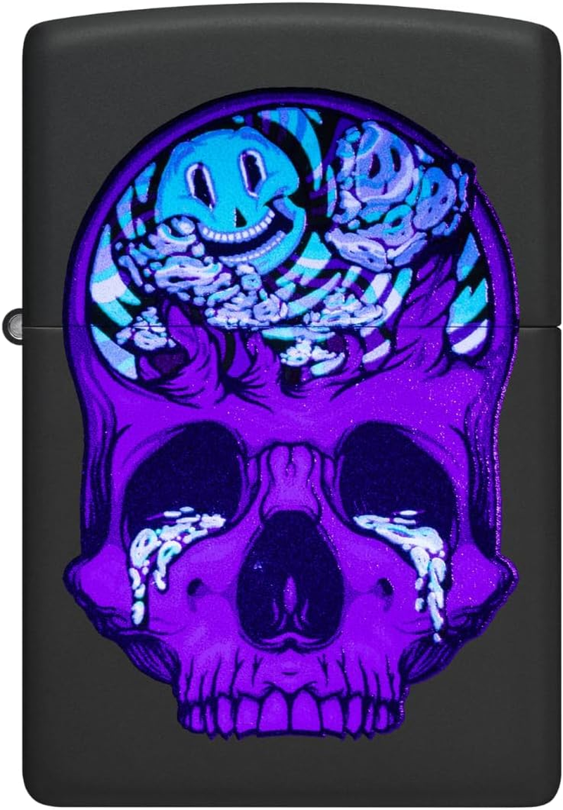 Zippo Skull Moon Design Windproof Lighter, Black Matte image number 4