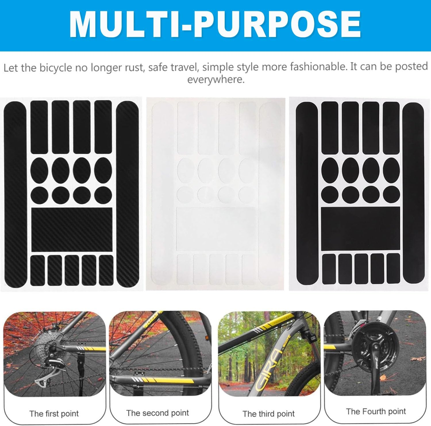 Frame & Chainstay Scratch Guard Sticker, Application, Protect Your Bicycle Bicycle Chainstay Protector Decal Chainstay Frame Guard Adhesive Protectors Film Cover image number 6