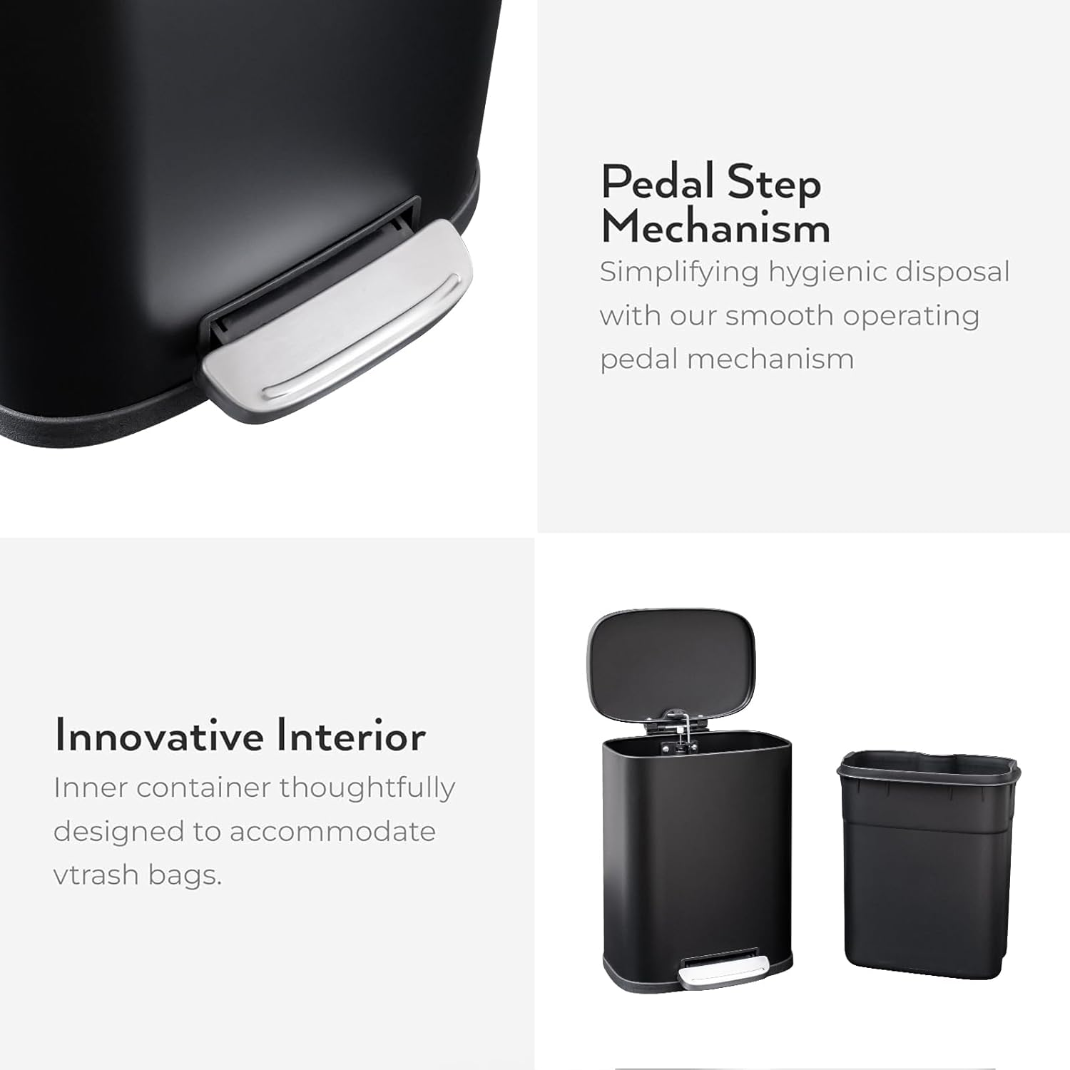 DJLEE 5 Liters 5L Small Trash Can Trash Bin Kitchen Waste Box Bathroom Bins with Lid Small Dust Bin Pedal Garbage Can Kitchen Bin Toilet Office Bedroom Trash Can Metal Black image number 5