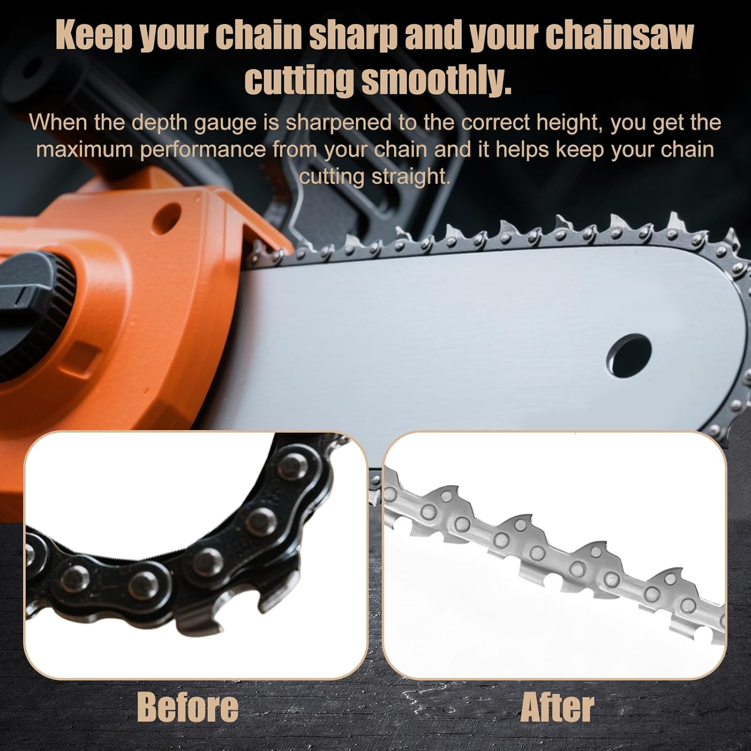 Chainsaw Raker Gauge, Stainless Steel 3/8In Chainsaw Raker Depth Gauge Compatible with Husqvarna 5056981-01N 73LP 73VL (H42) image number 6