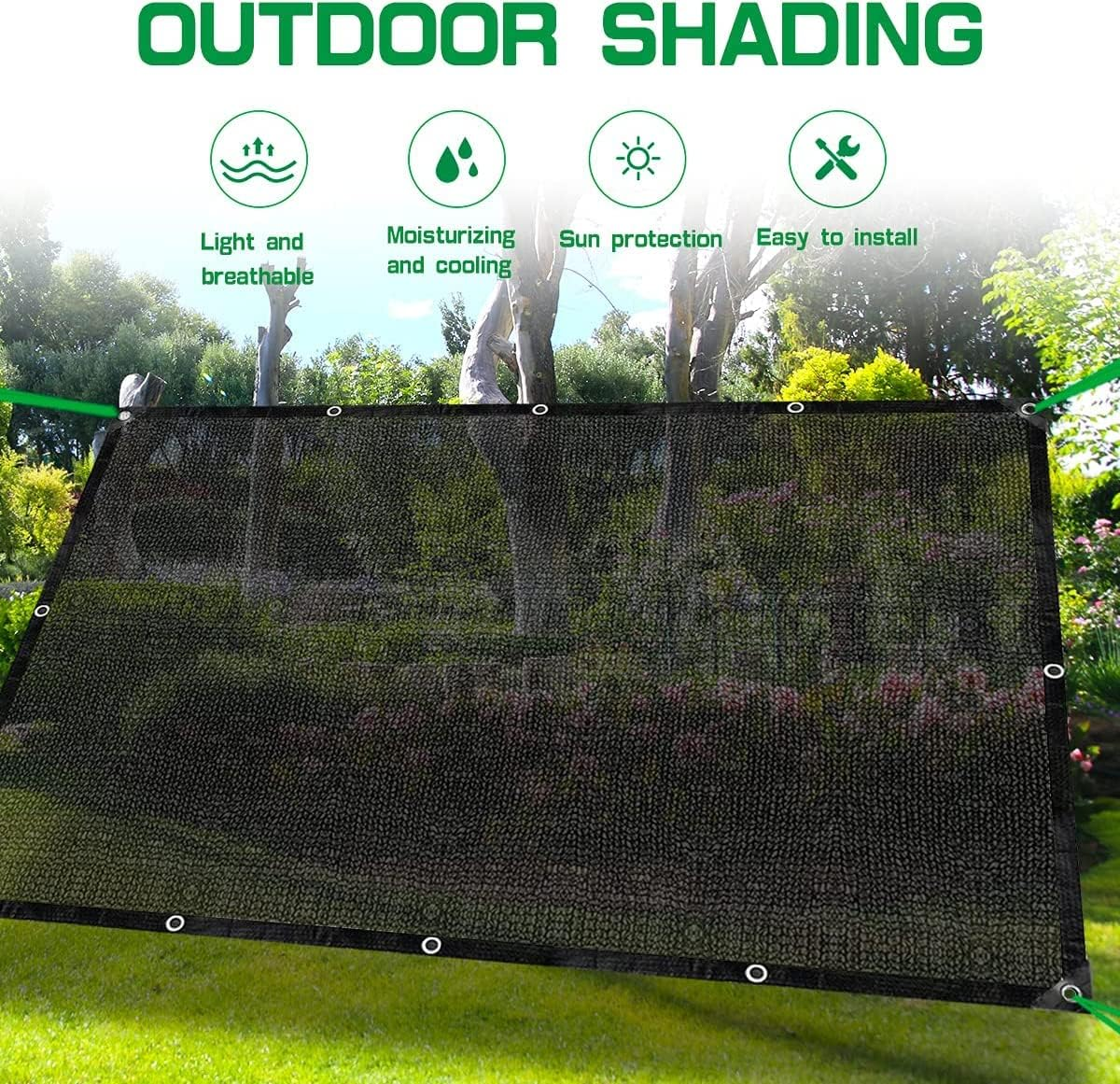 LATERN 40% Shade Cloth with Grommets, 2M X 3M Garden Mesh Shade Tarp HDPE Sun Shade Net UV Resistant Netting for Greenhouse Cover Patio Plant Flower Chicken Coop Carport image number 5