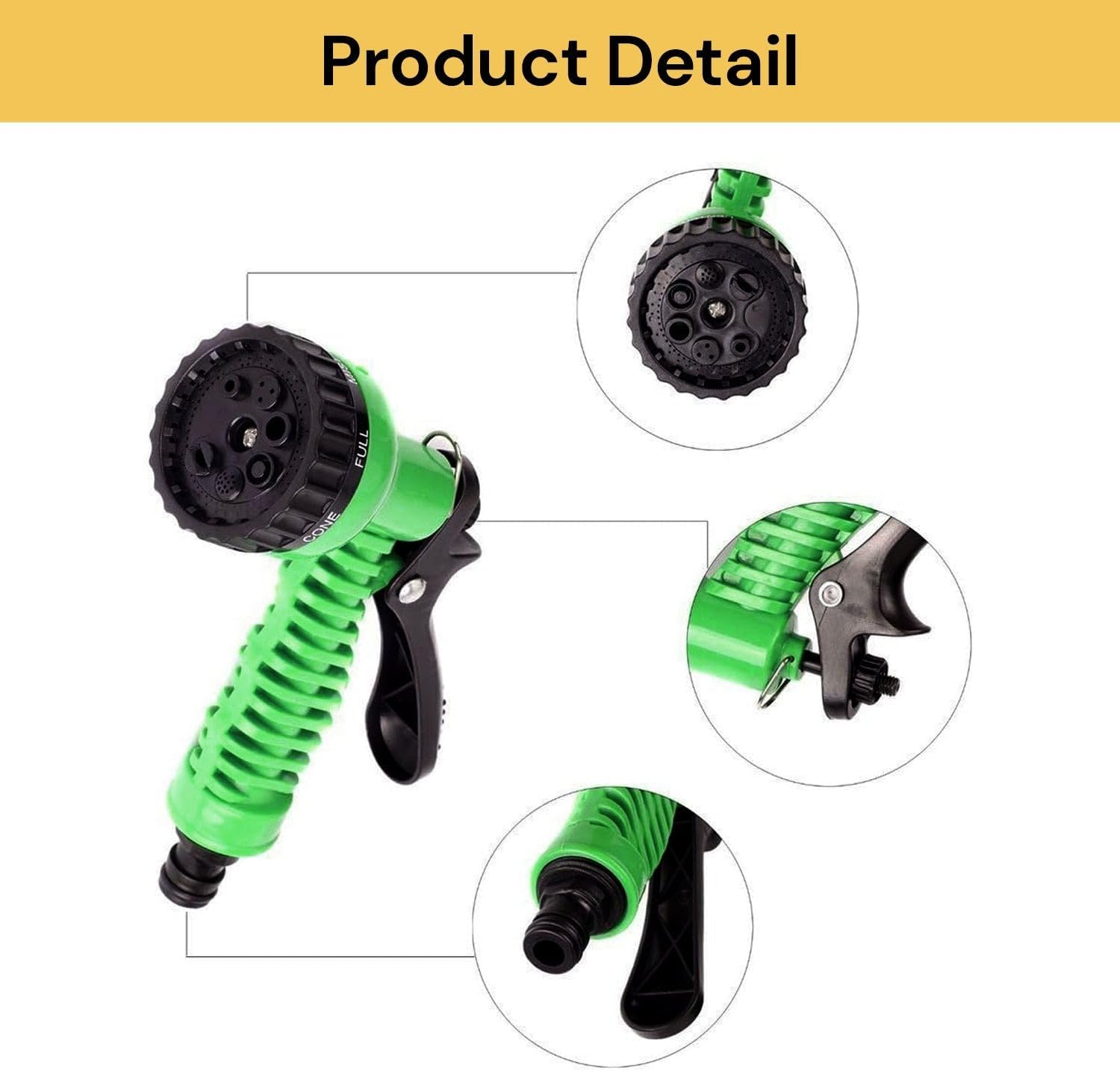 EZONEDEAL 100Ft New Expandable Garden Hose, High-Pressure Water Hose, Leakproof Flexible Hose 7 Function Spray Hose Nozzle for Watering Plants, Car Wash Durable Gardening Flexible Hose Pipe (100Ft) image number 4