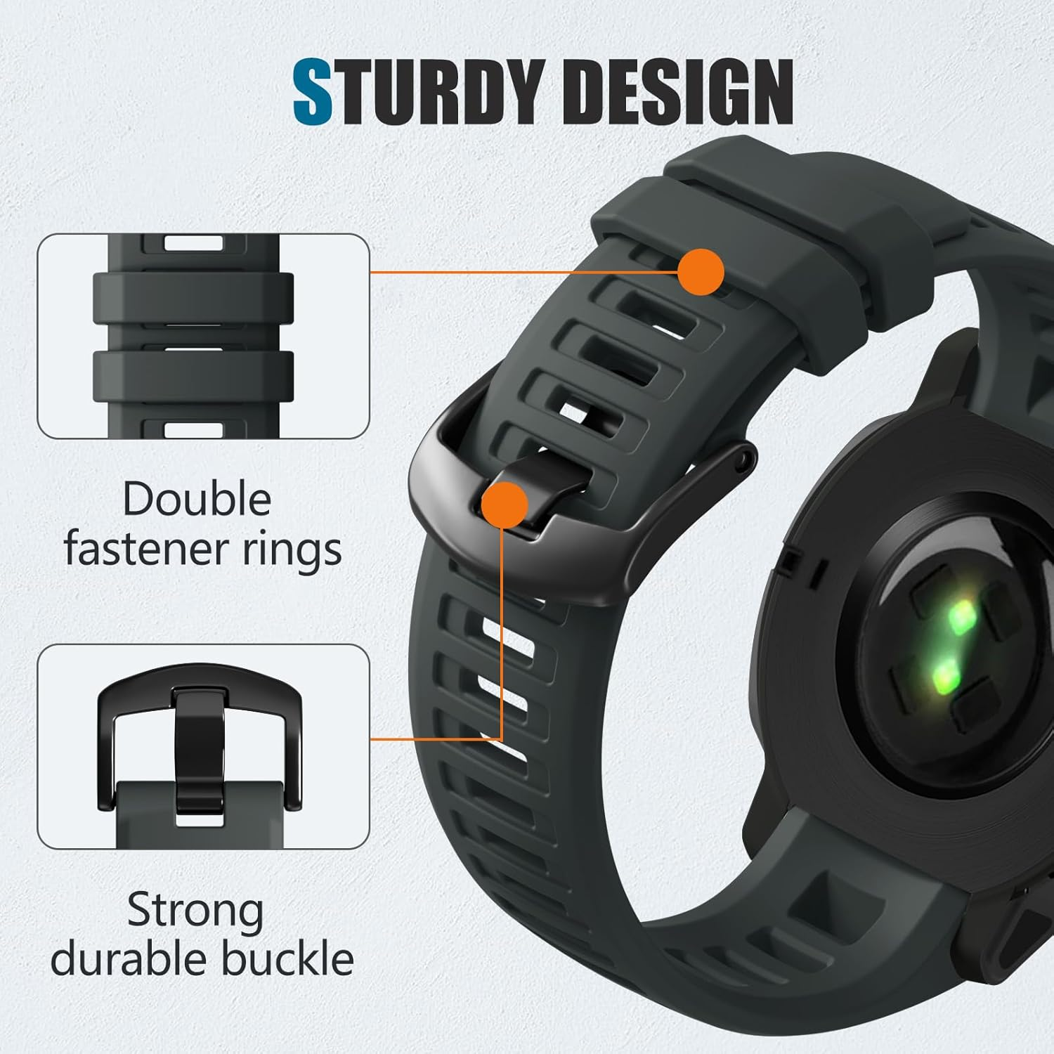 Ouwegaga Compatible with Garmin Instinct Watch Bands, 22Mm Soft Silicone Sport Wristband Replacement for Garmin Instinct/Instinct 2/Instinct Esports/Solar/Tide/Tactical Smartwatch, Multi Colors image number 4